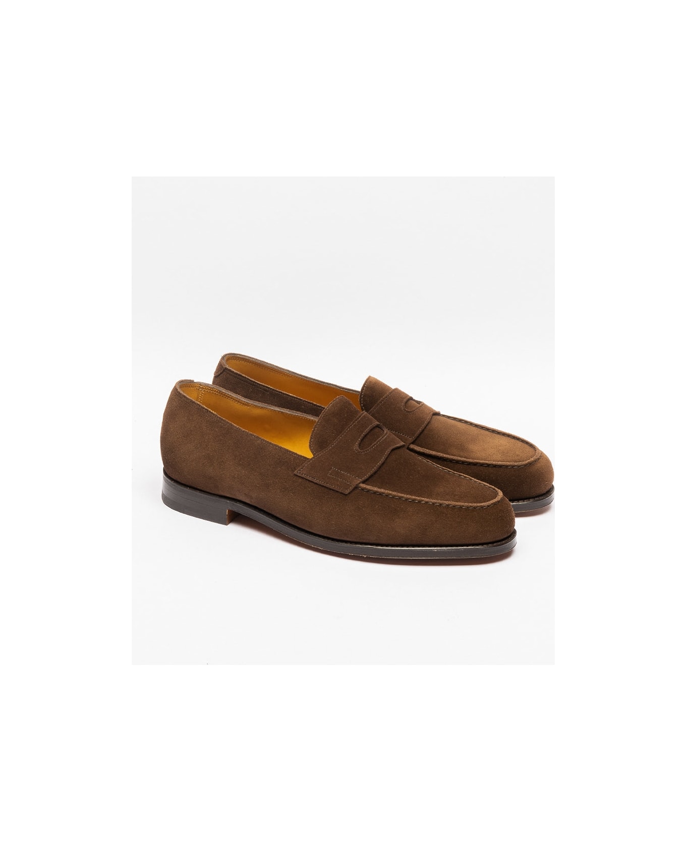 John Lobb Lopez Dark Brown Suede Penny Loafer - Marrone