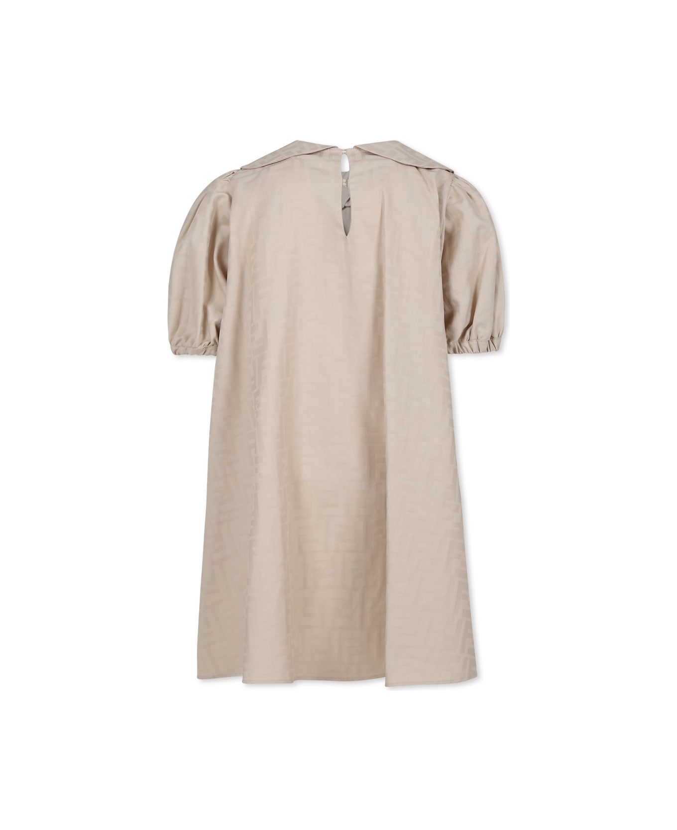 Fendi Beige Dress For Girl With Ff - Beige