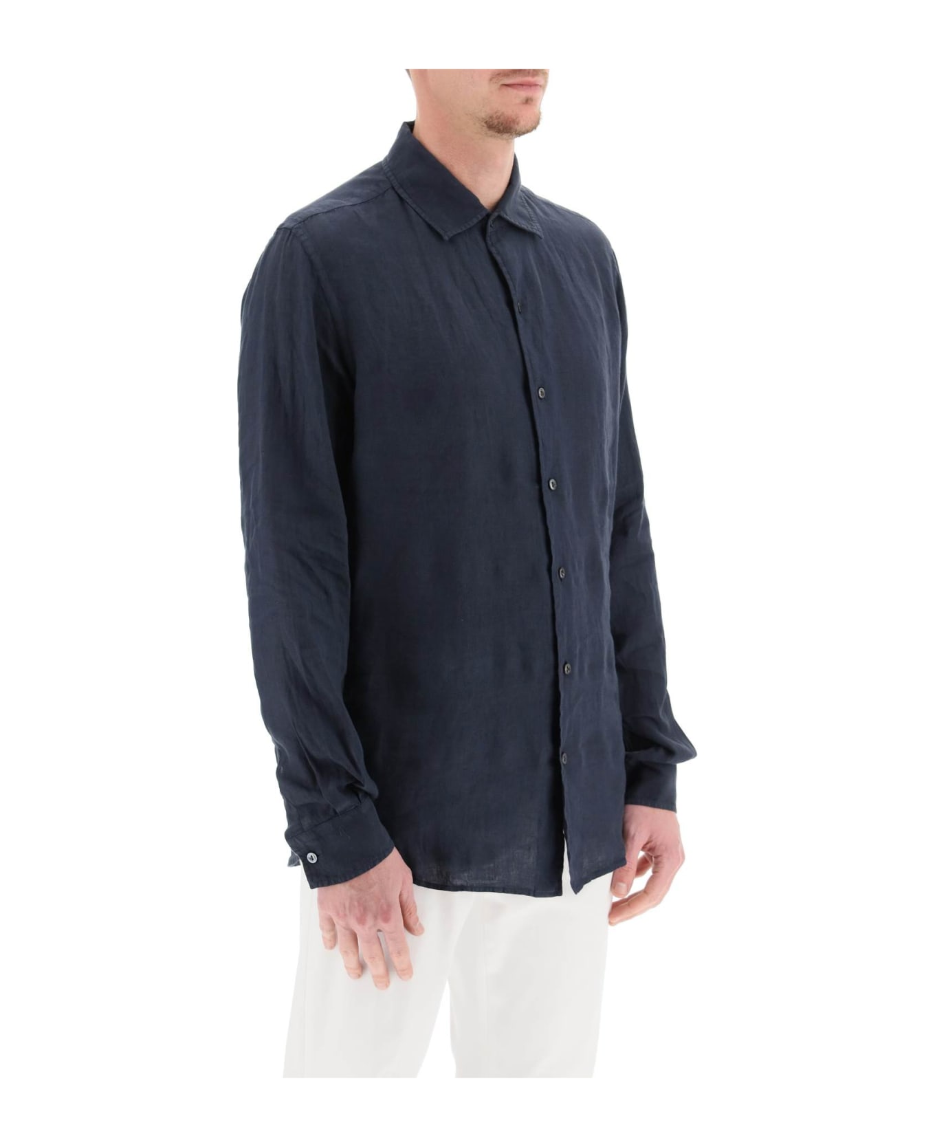 Agnona Classic Linen Shirt - ECLIPSE (Blue)