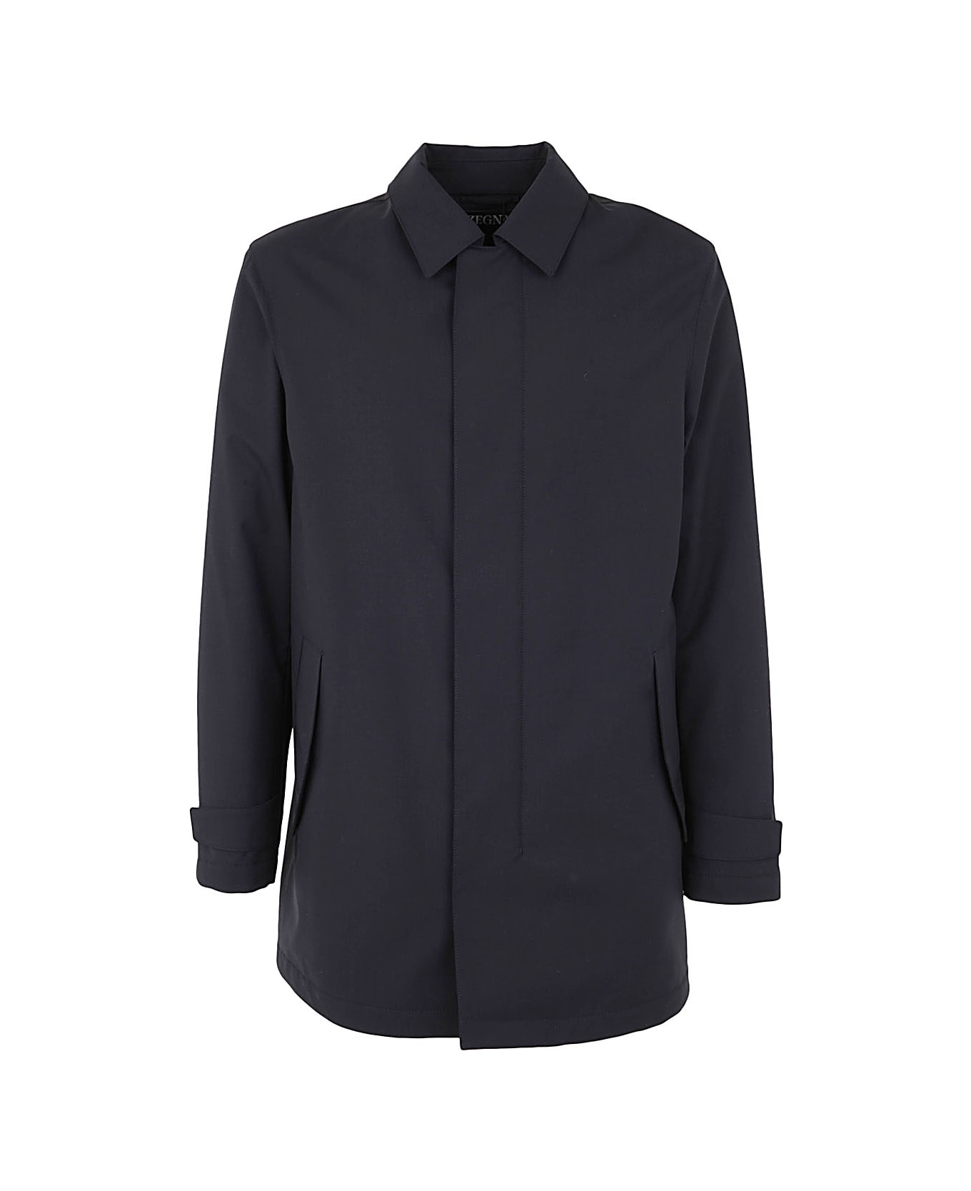Zegna Trofeo Elements Padded Car-coat In Wool - Navy Blue