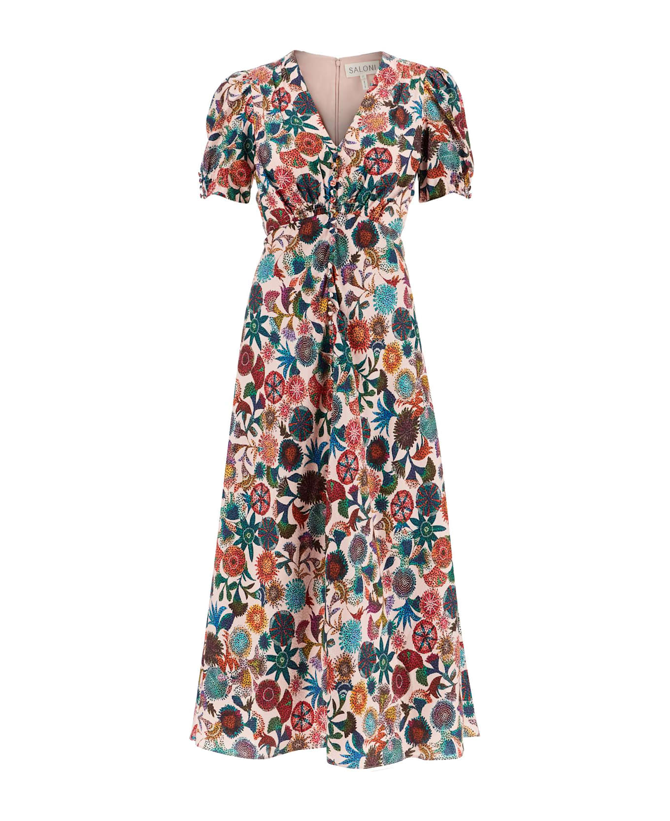 Saloni 'lea' Long Dress In Printed Silk - Sugar Adorning