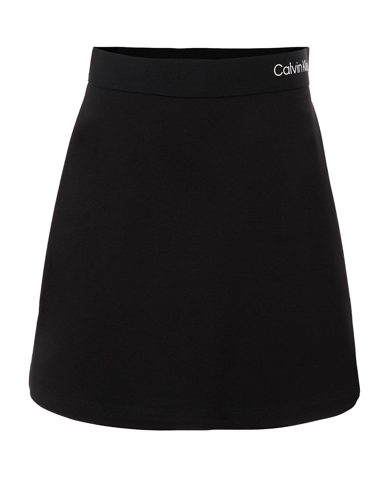 Calvin Klein Black Skirt For Girl With White Logo - Black