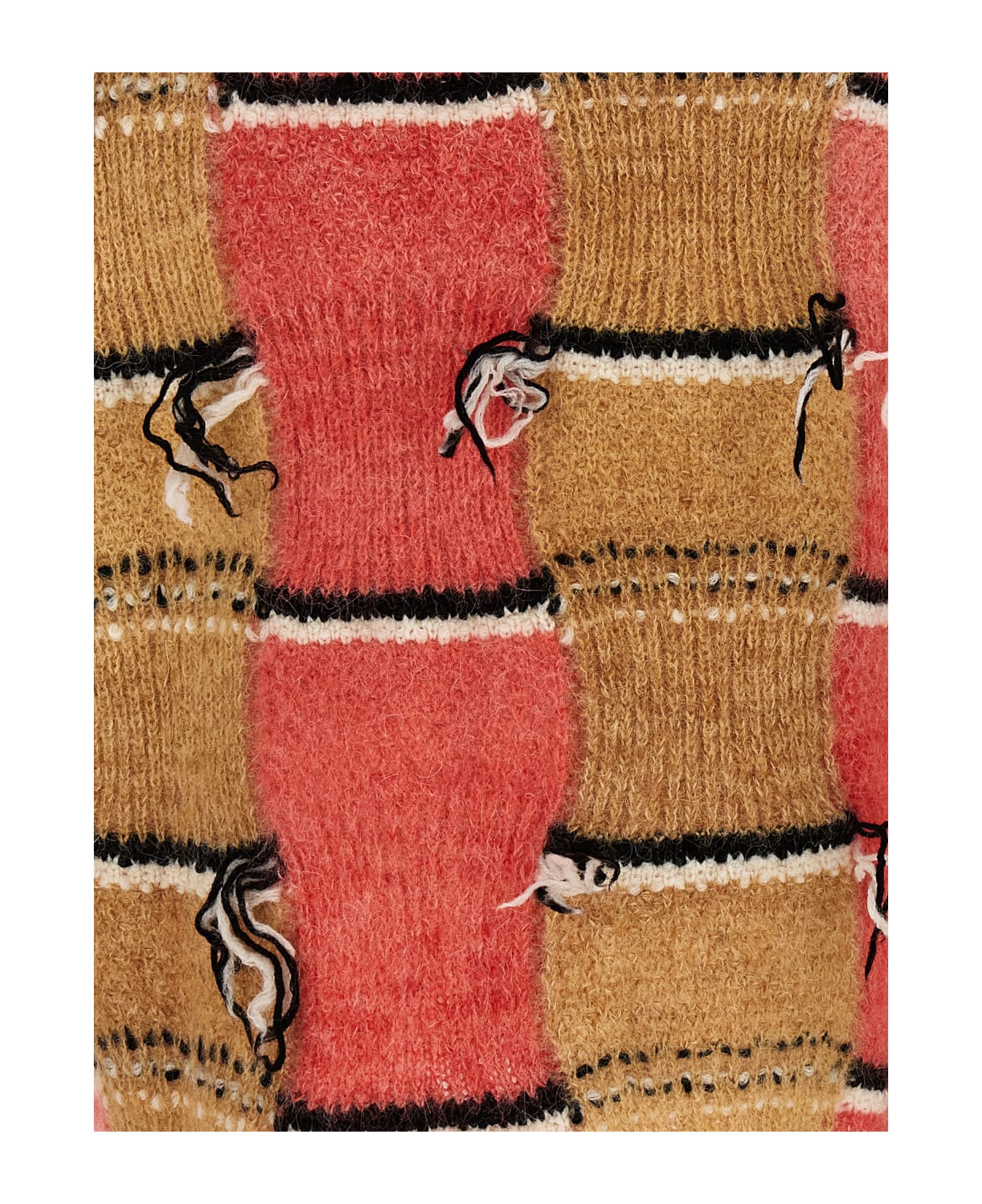 Marni Fringed Multicolor Sweater - Caramel