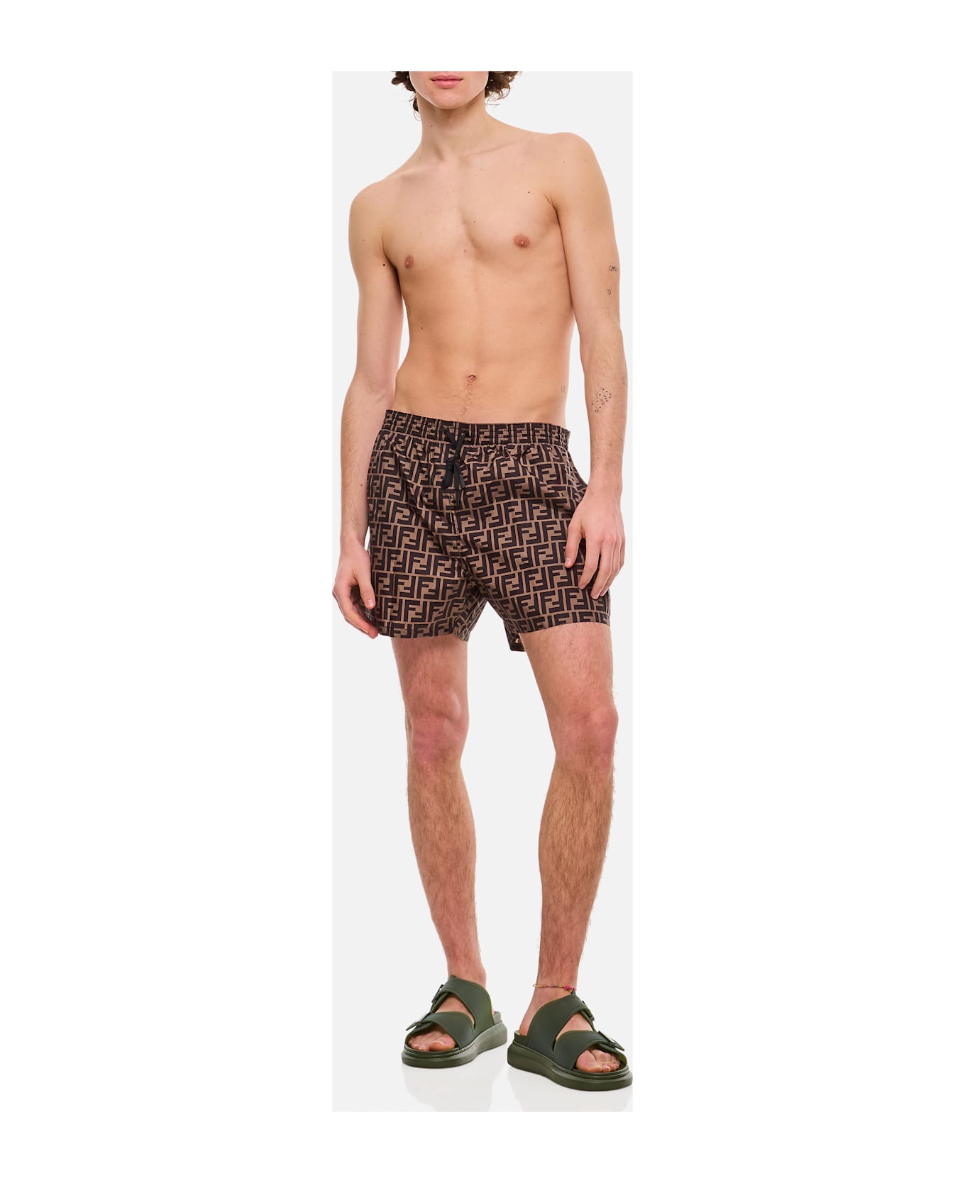 Fendi Ff Allover Swimshort - Brown