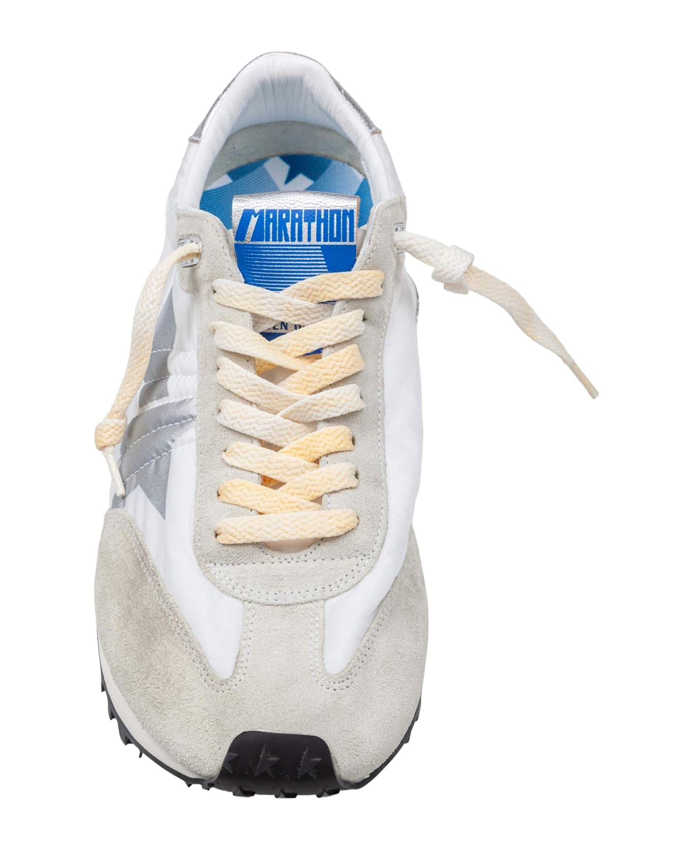 Golden Goose Running Sneakers In Suede And Nylon, White - White/Grey