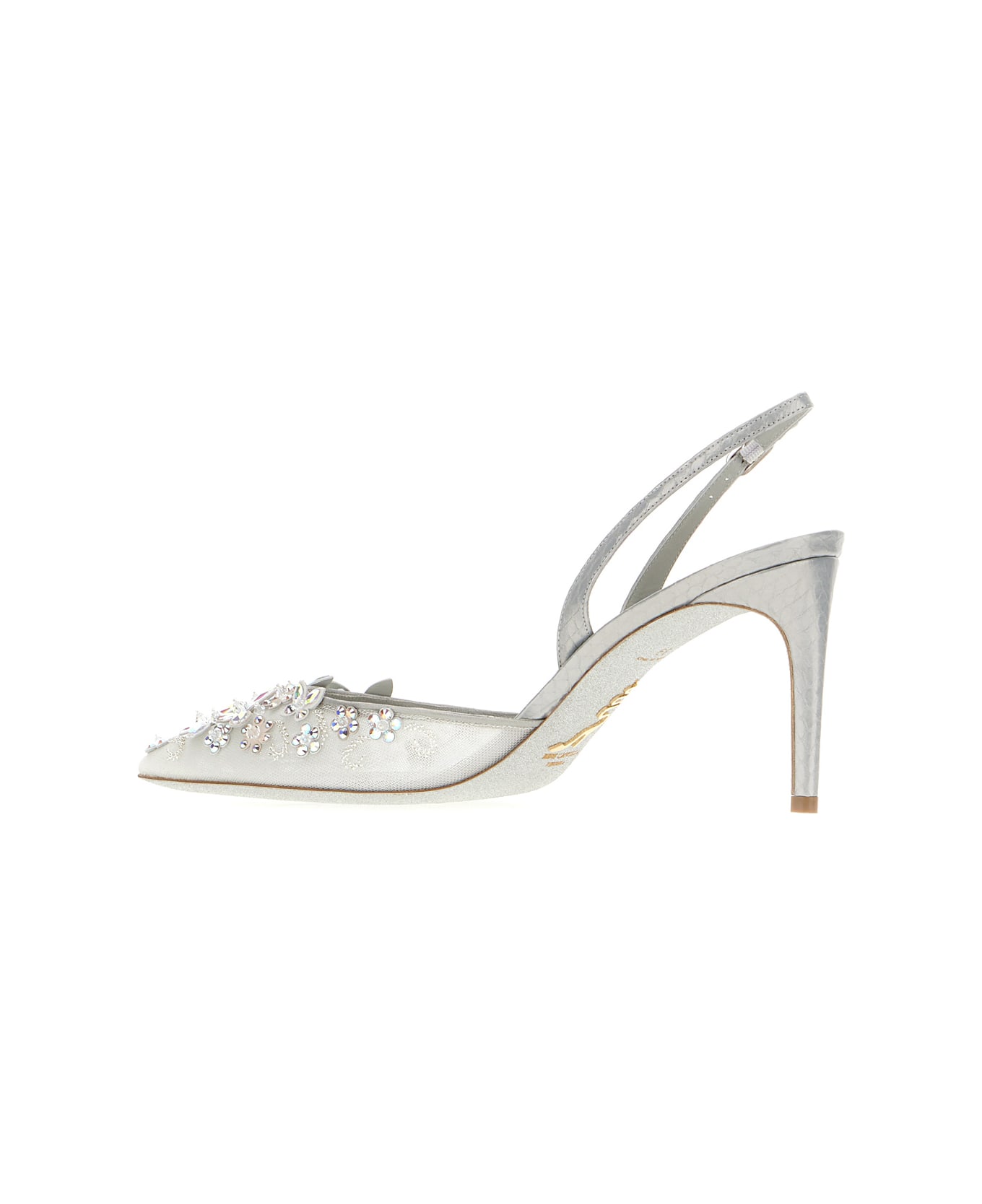 René Caovilla Silver Laces Cinderella Pumps - GREY AYERNET CRYSTAL AB STRASS