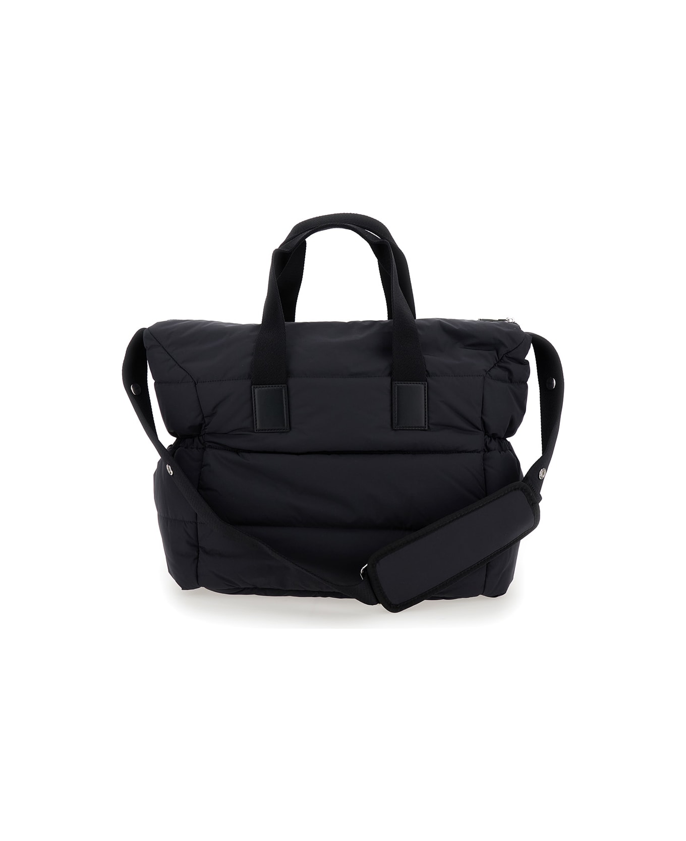 Moncler Black Diaper Bag With Logo Patch In Padded Fabric - Black