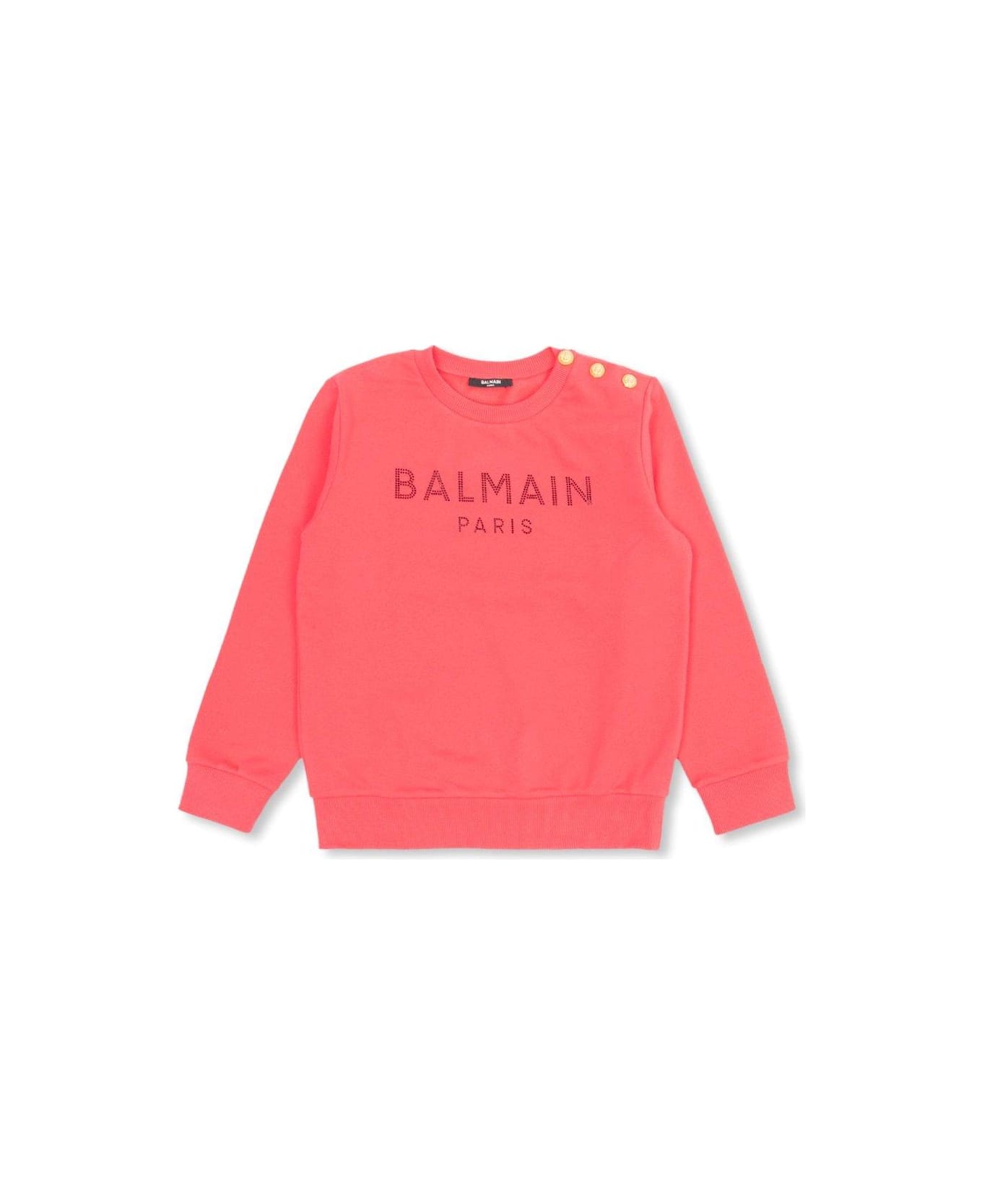 Balmain Logo Embellished Crewneck Sweatshirt - Fragola ニットウェア＆スウェットシャツ