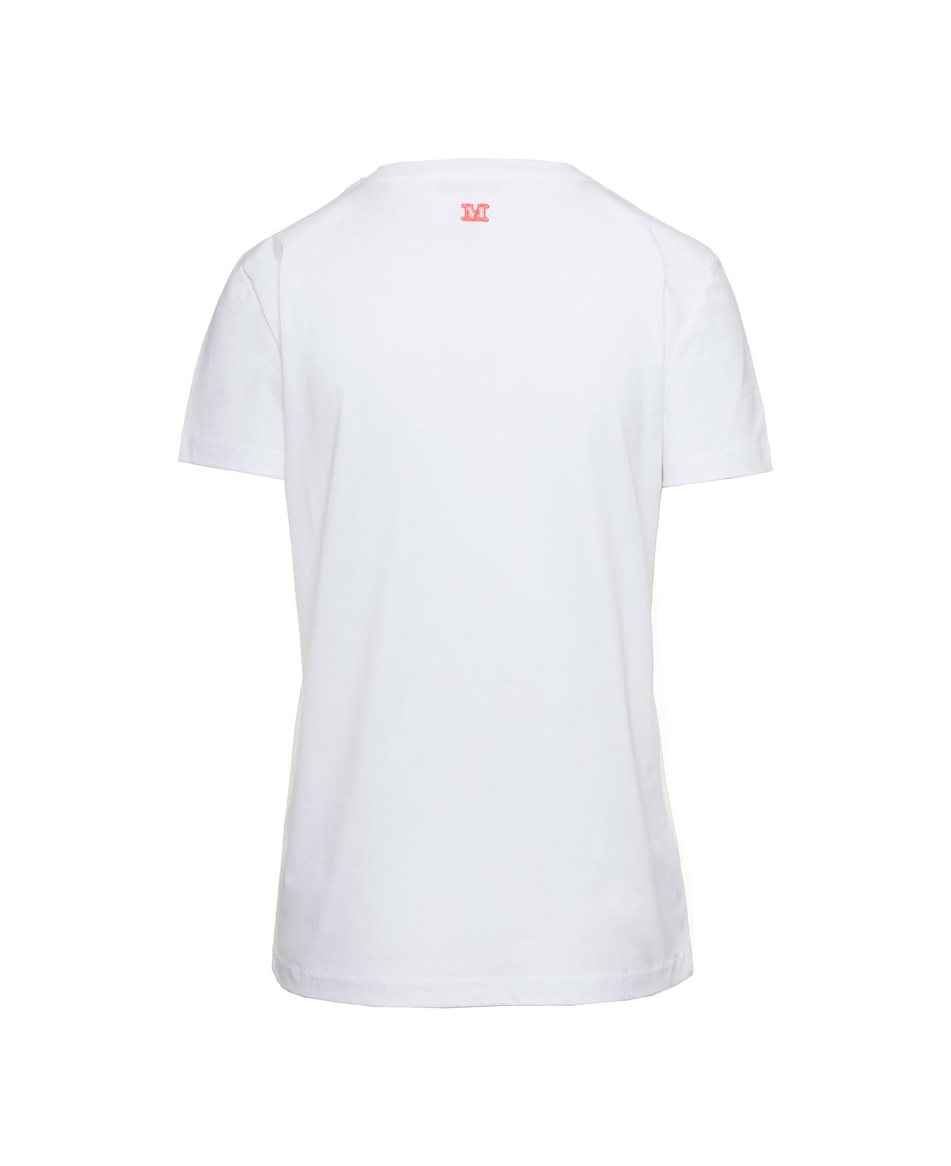Max Mara White T-shirt With Logo Print On The Chest In Cotton Woman - Orange