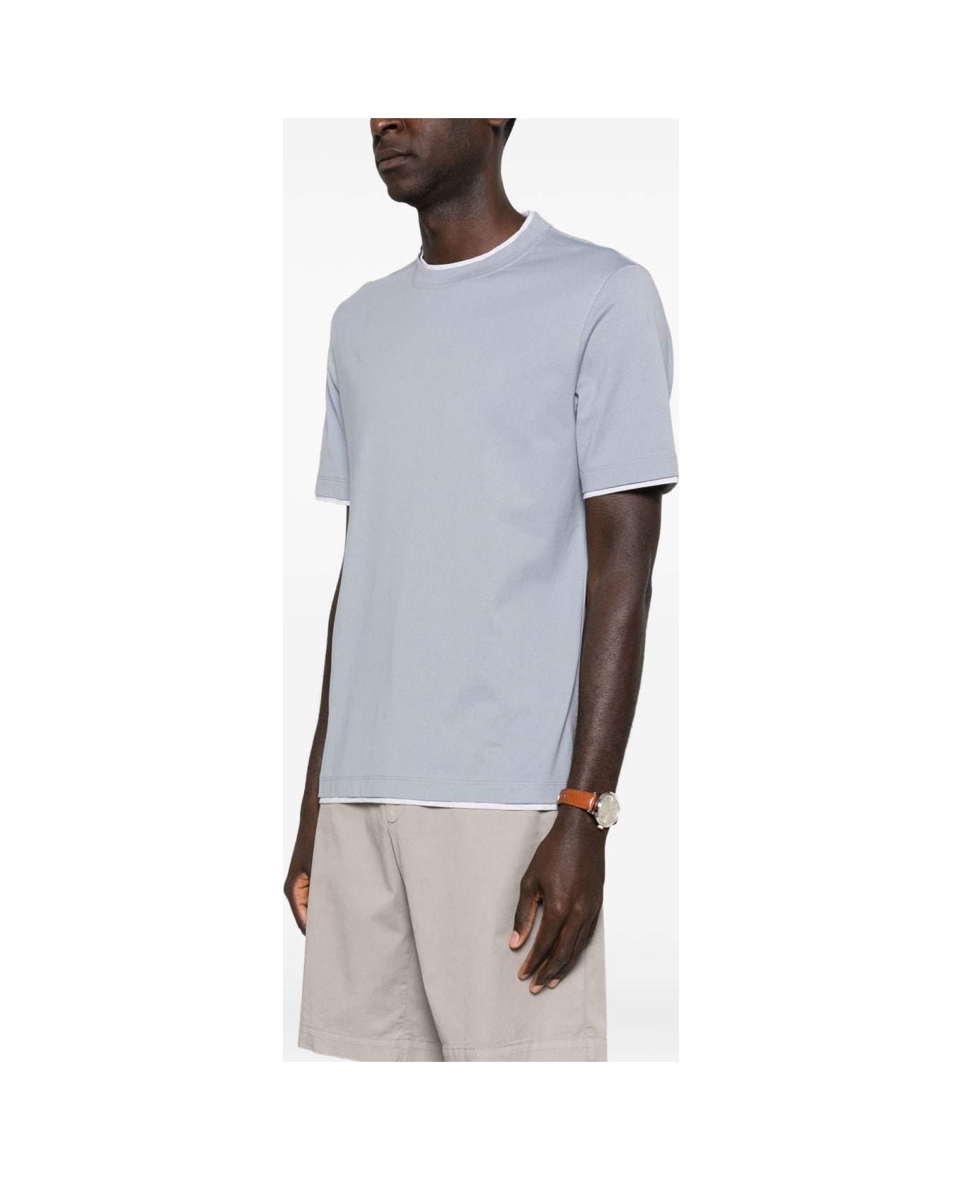 Brunello Cucinelli Cotton T-shirt - Clear Blue