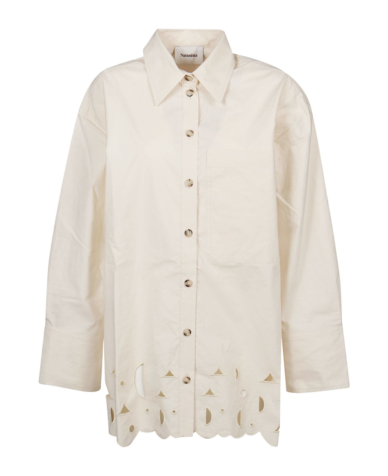 Nanushka Sabia Oversized Mini Shirt Dress - Creme