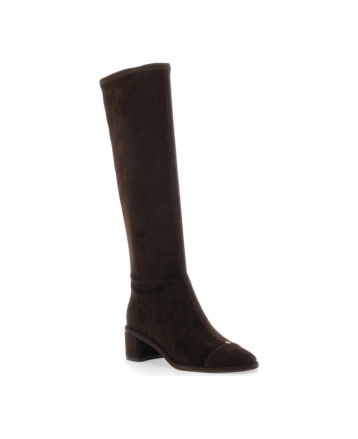 Tory Burch Brown Knee-high Boots With Block Heel In Suede Woman - Brown