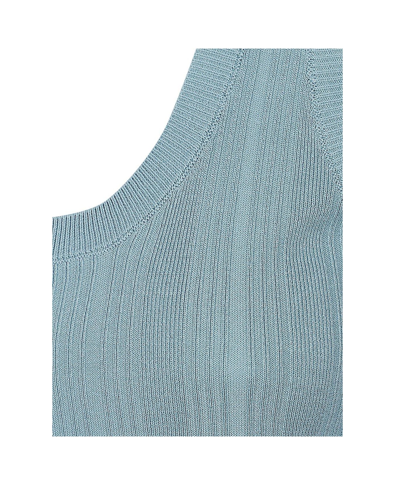 Weekend Max Mara Slim-fit Ribbed-knit Sleeveless Top - Azzurro