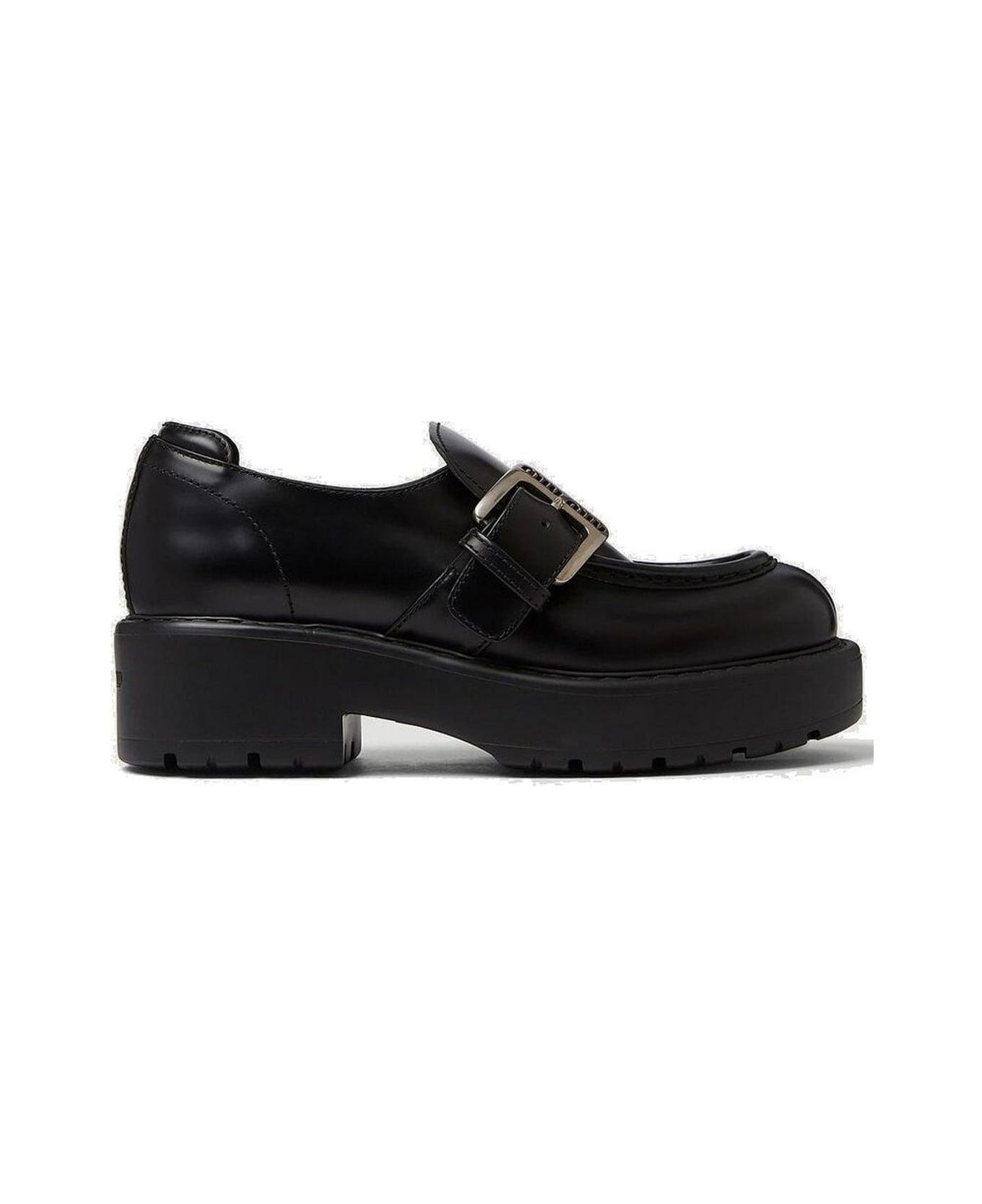 Miu Miu Logo Detailed Buckled Platform Loafers