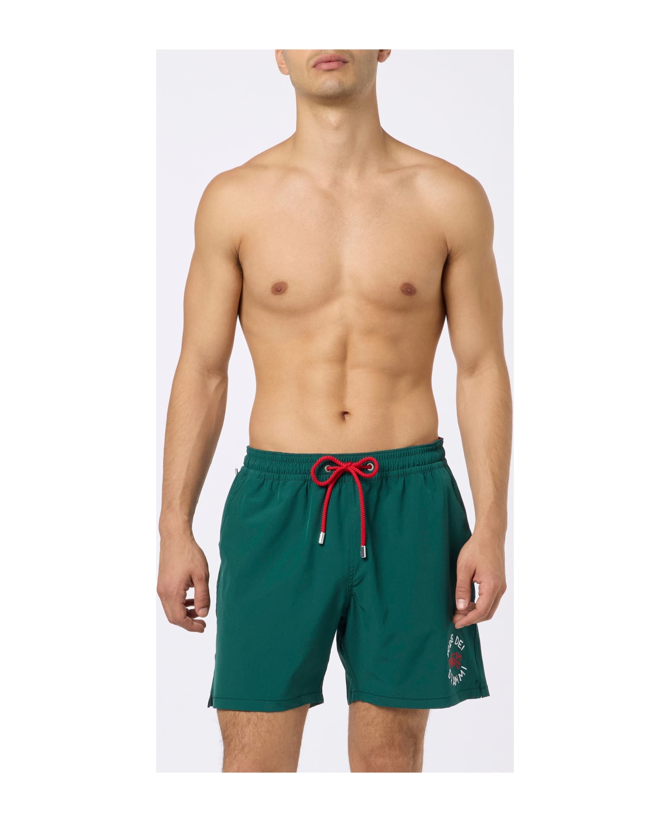 MC2 Saint Barth Classic Stretch Comfort Swim Shorts With Forte Dei Drammi Embroidery | Insulti Luminosi Special Edition - GREEN