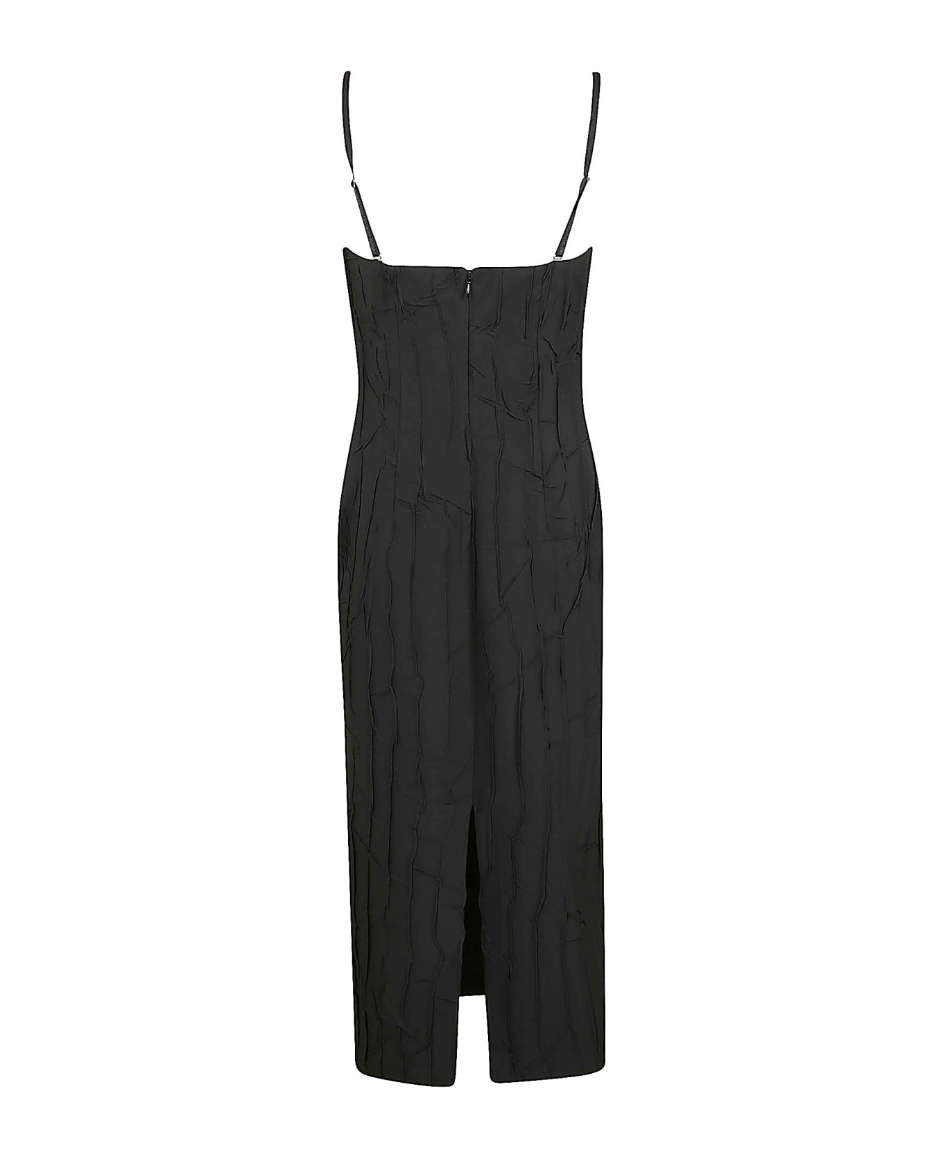 Blumarine Midi Plisse Dress - Black ワンピース＆ドレス