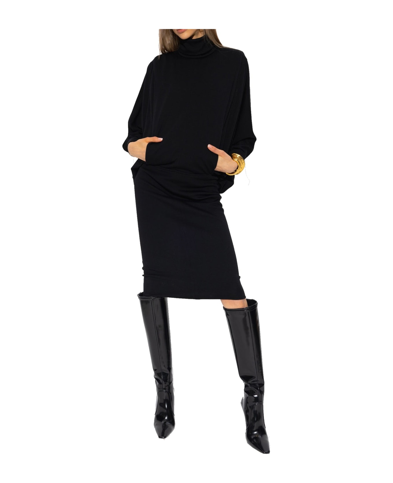 Saint Laurent Wool Dress - Black ワンピース＆ドレス
