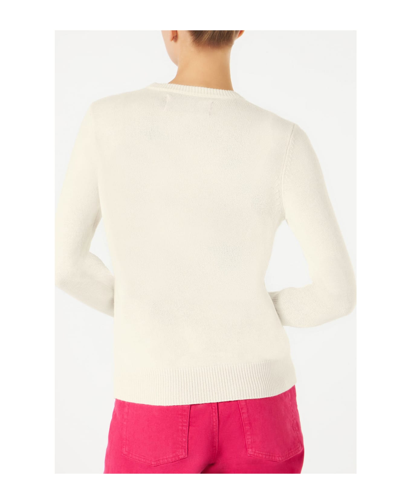 MC2 Saint Barth Woman White Sweater You Are A (ba)star(d) Embroidery - WHITE