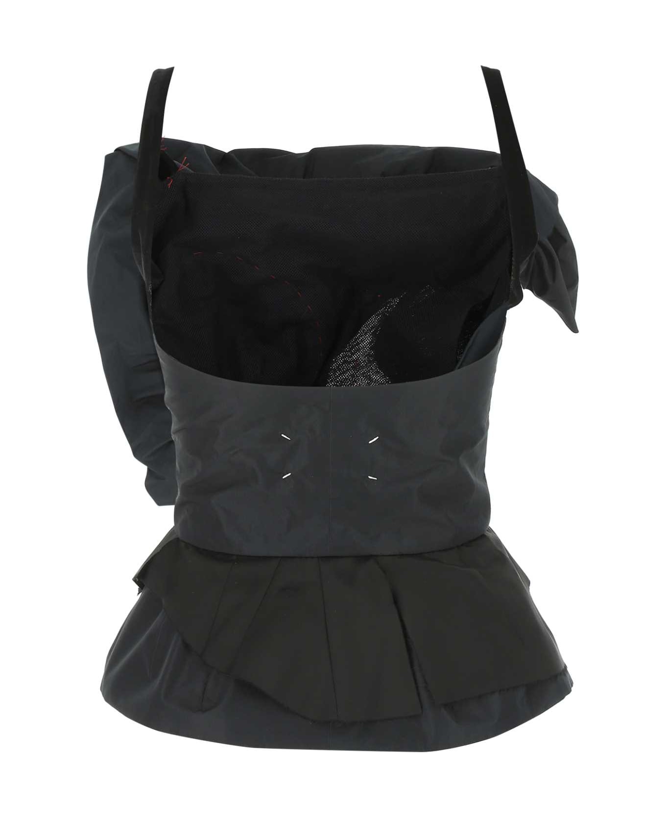Maison Margiela Black Polyester And Mesh Top - 900
