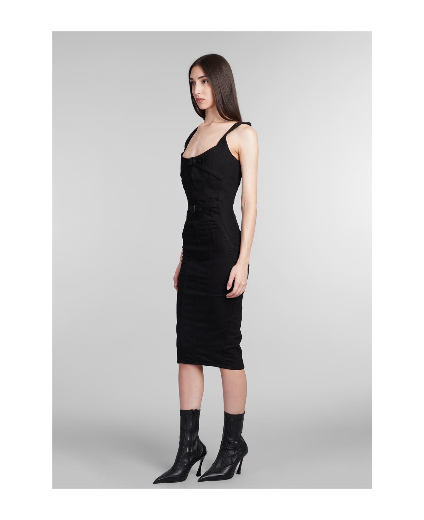 Mugler Dress In Black Cotton - black