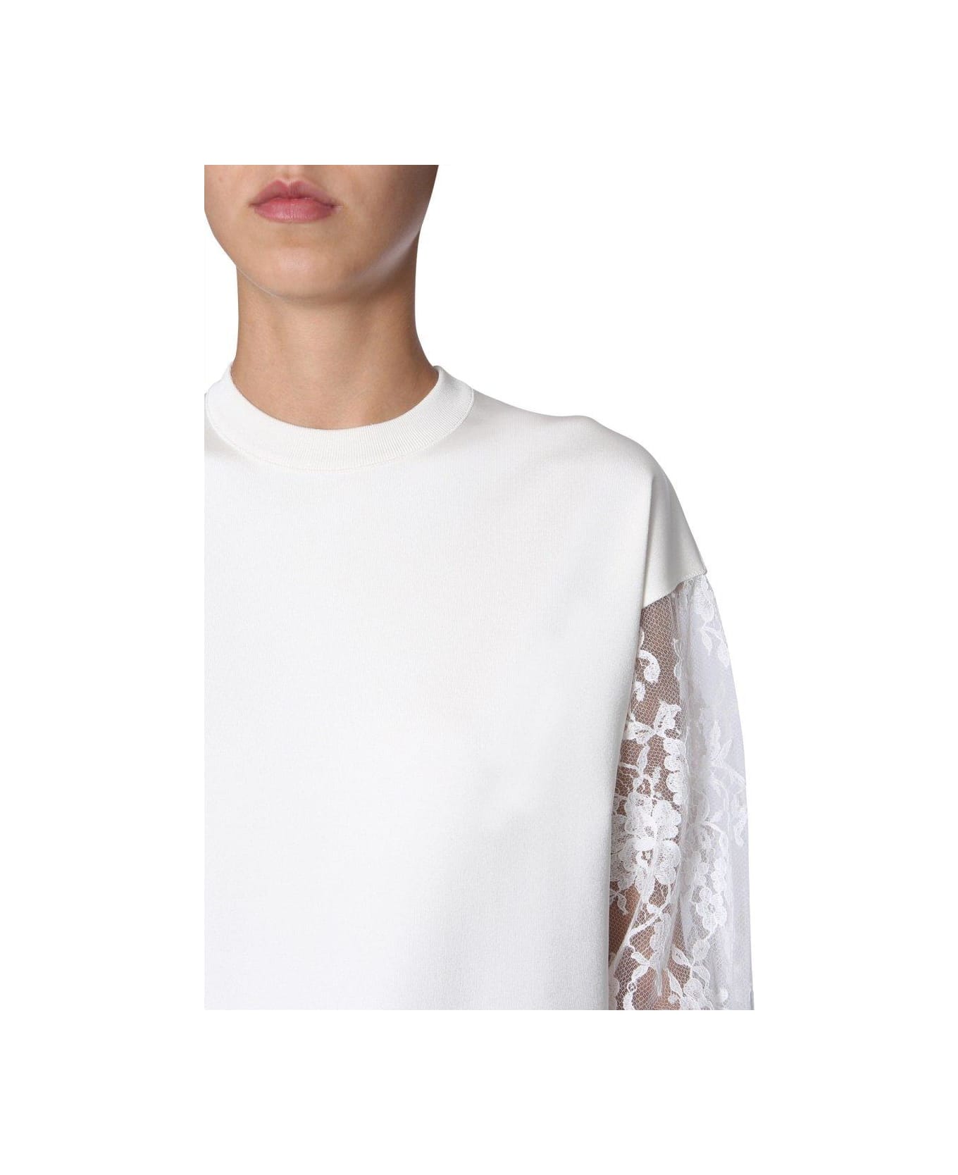 Givenchy Lace Sleeves Jumper - WHITE フリース