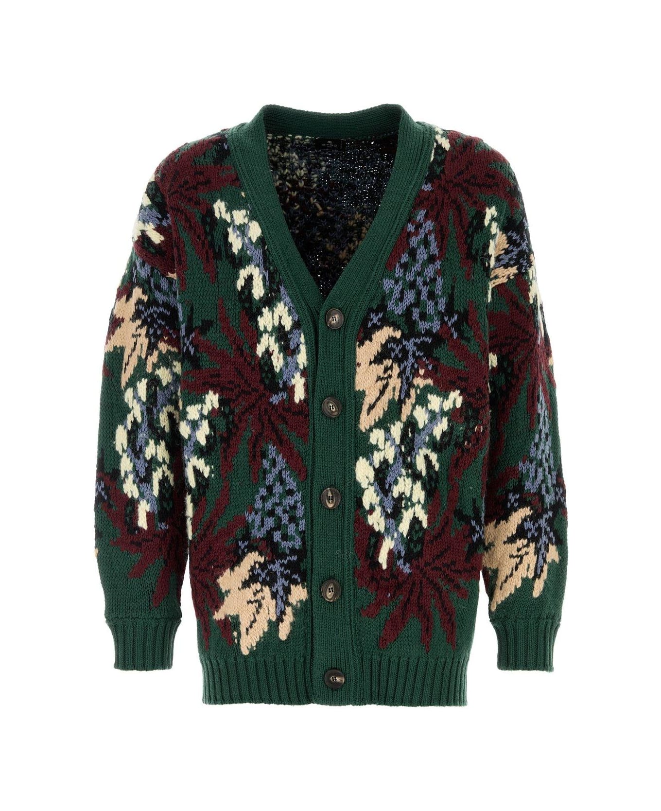 Etro V-neck Jacquard Knitted Cardigan - MultiColour