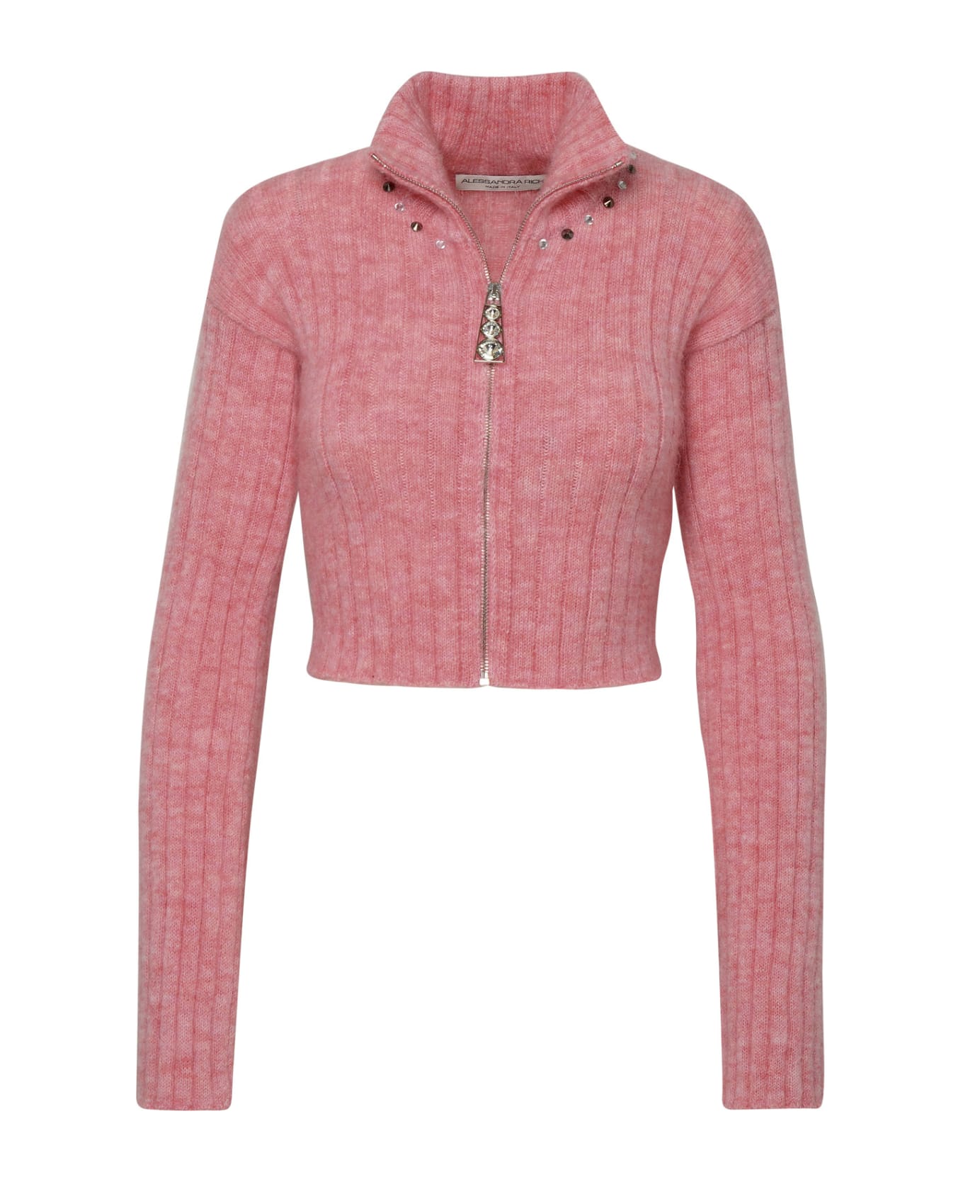 Alessandra Rich Rose Virgin Wool Blend Sweater - Pink