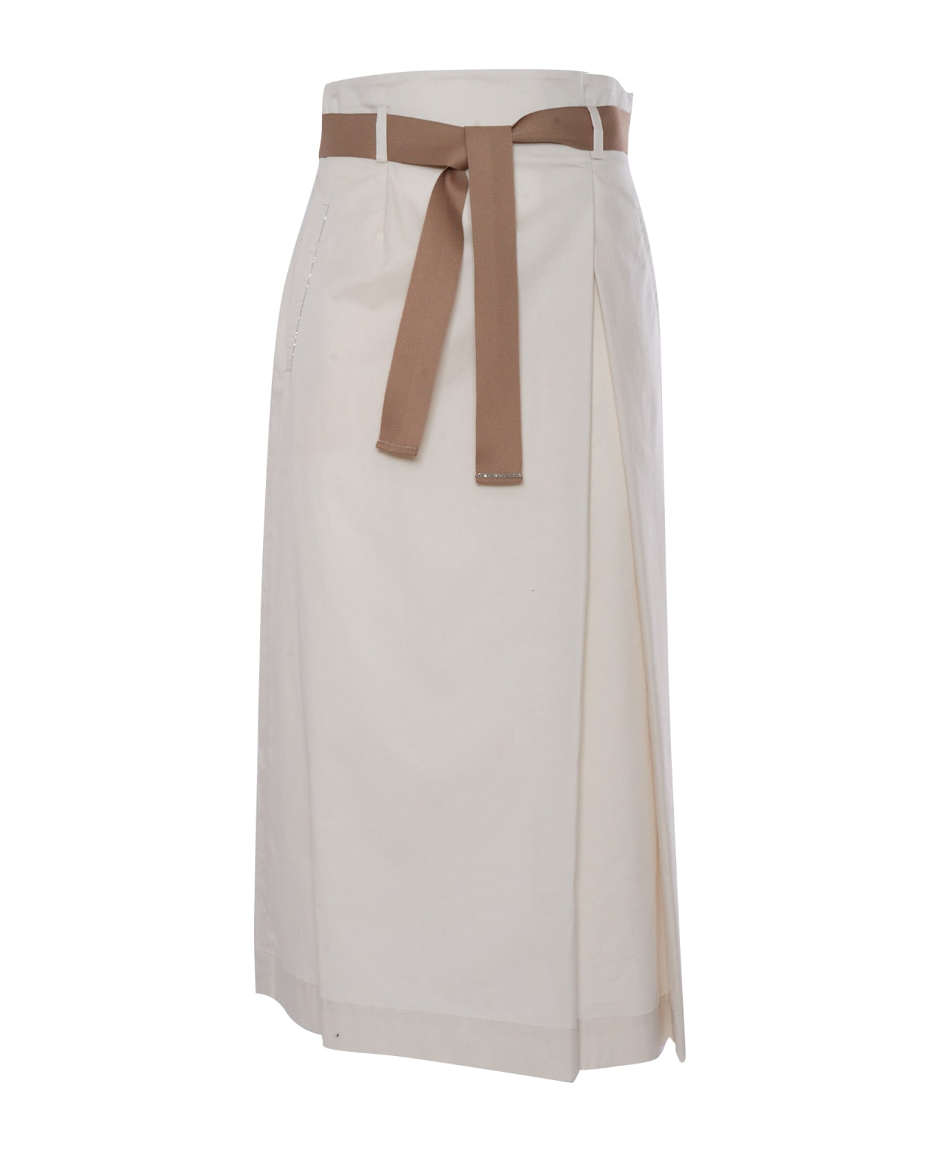 Peserico Beige Midi Skirt - WHITE