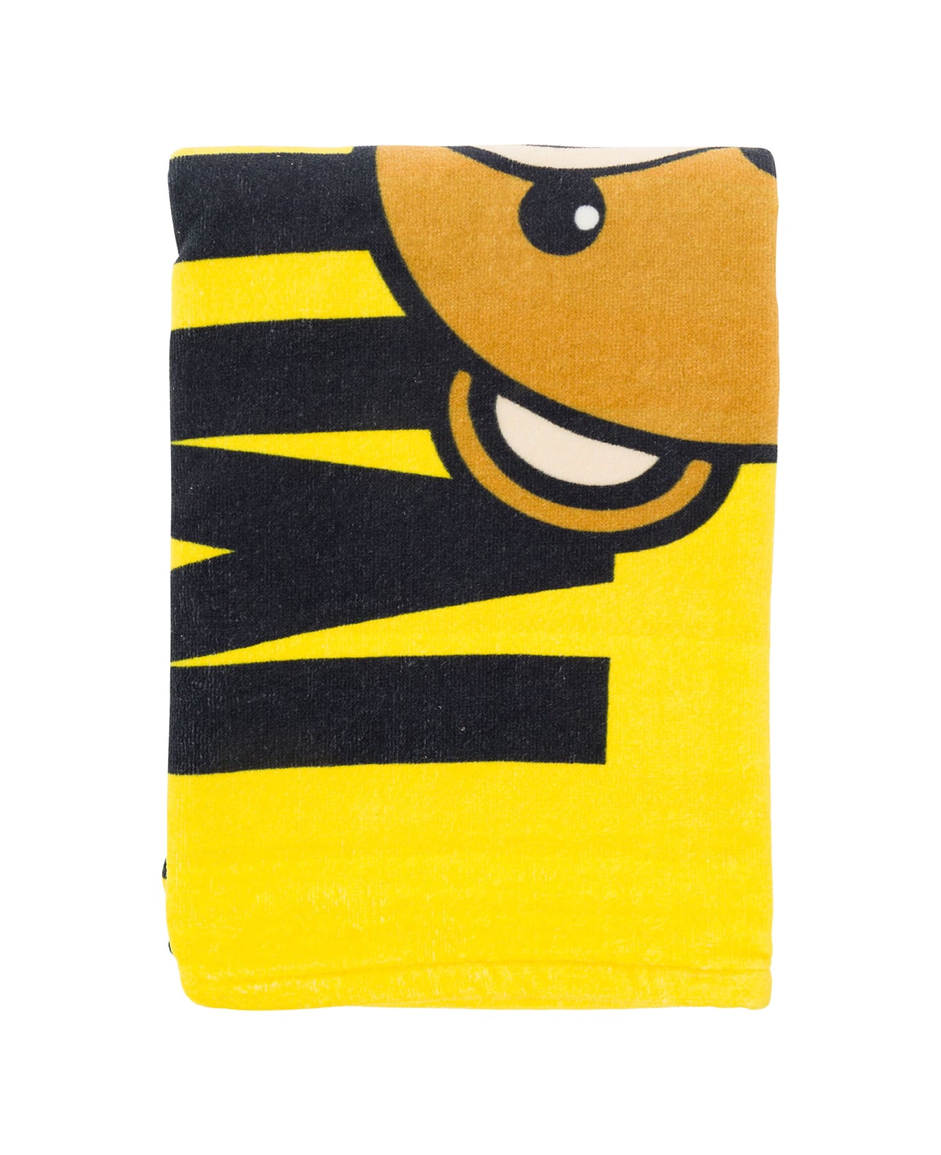 Moschino Yellow Beach Towel With Teddy Bear Print In Cotton - Yellow