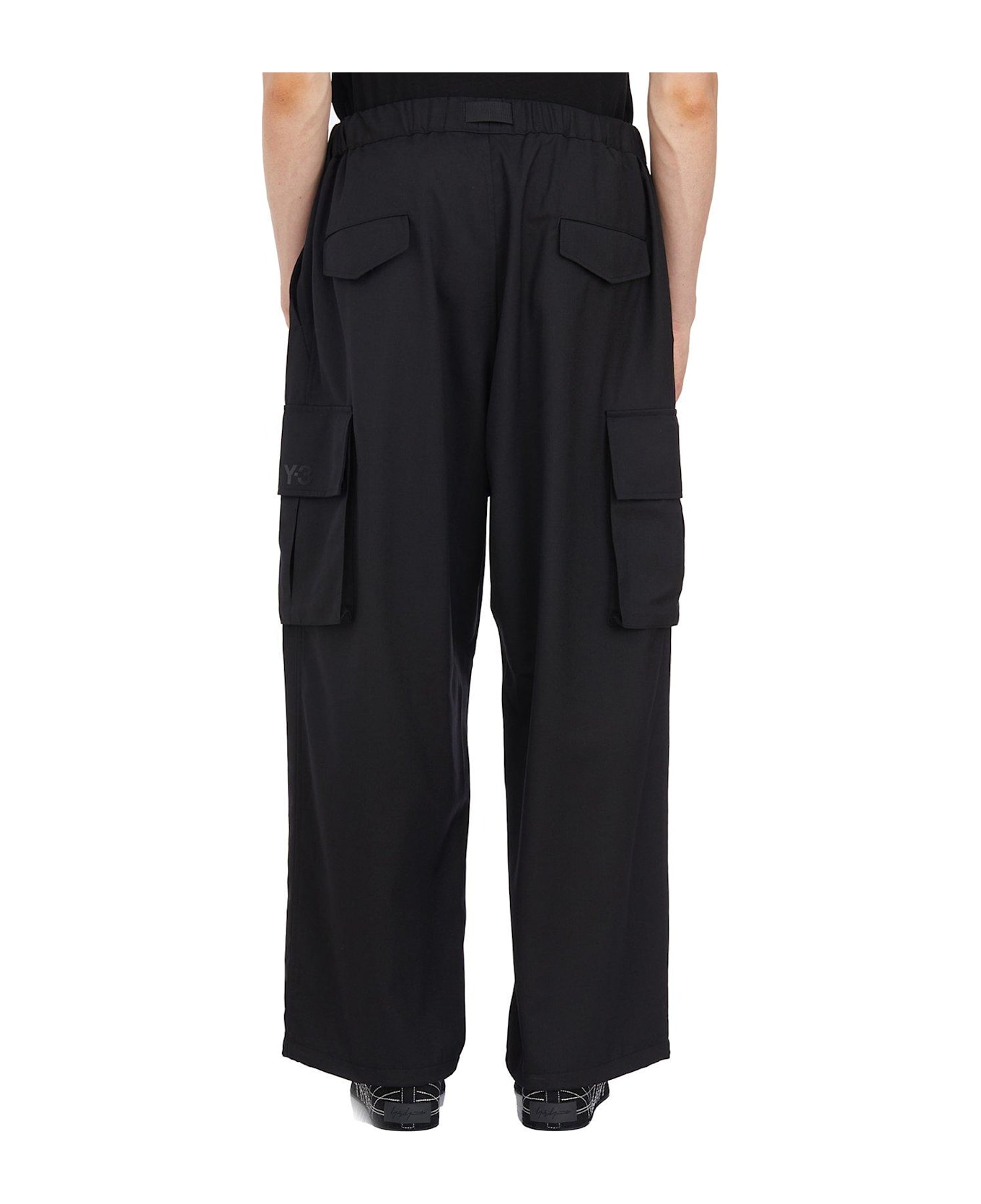 Y-3 Wide-leg Belted Cargo Pants - BLACK