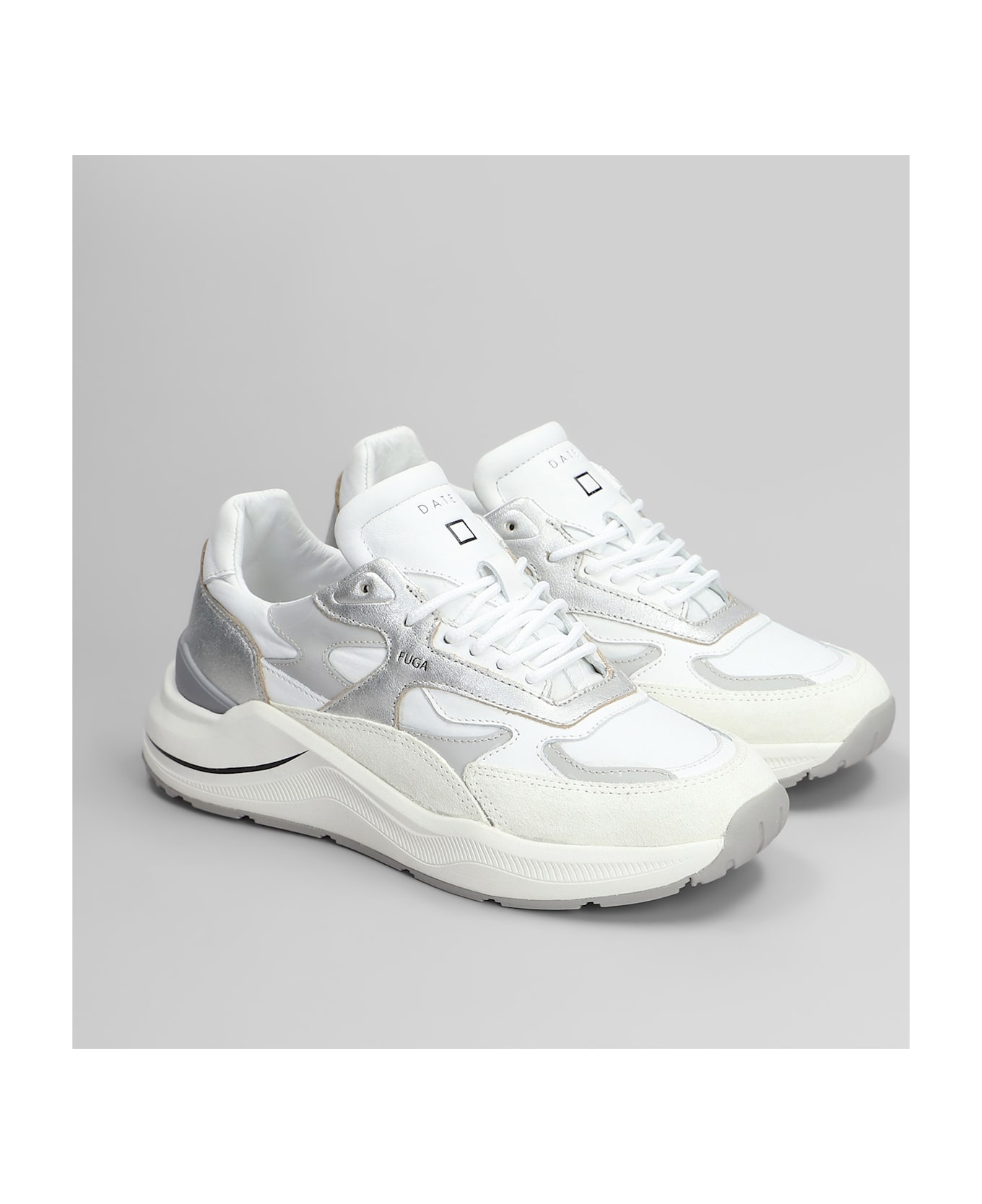 D.A.T.E. Fuga Sneakers In White Suede And Leather - white