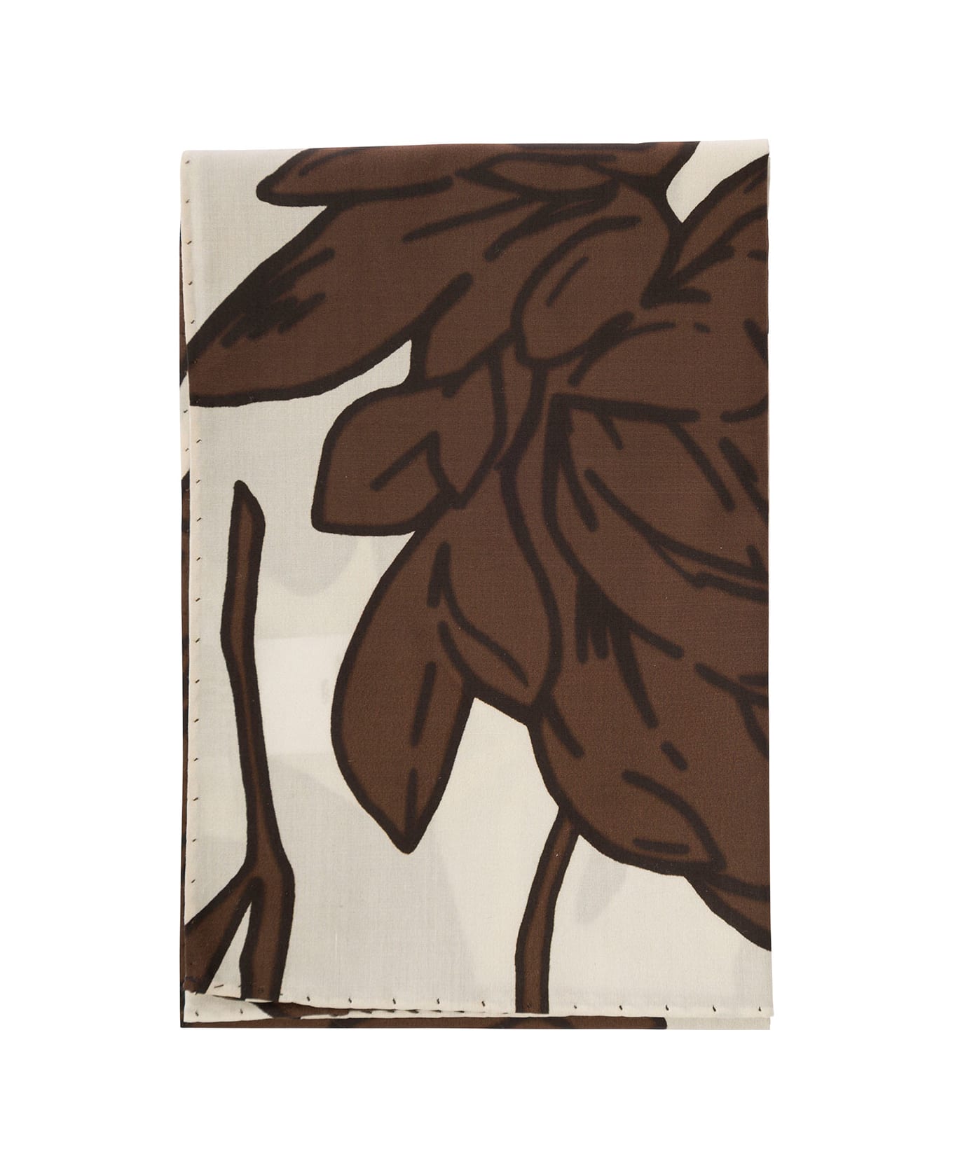 Brunello Cucinelli Floral Print Cotton Foulard - Brown スカーフ＆ストール