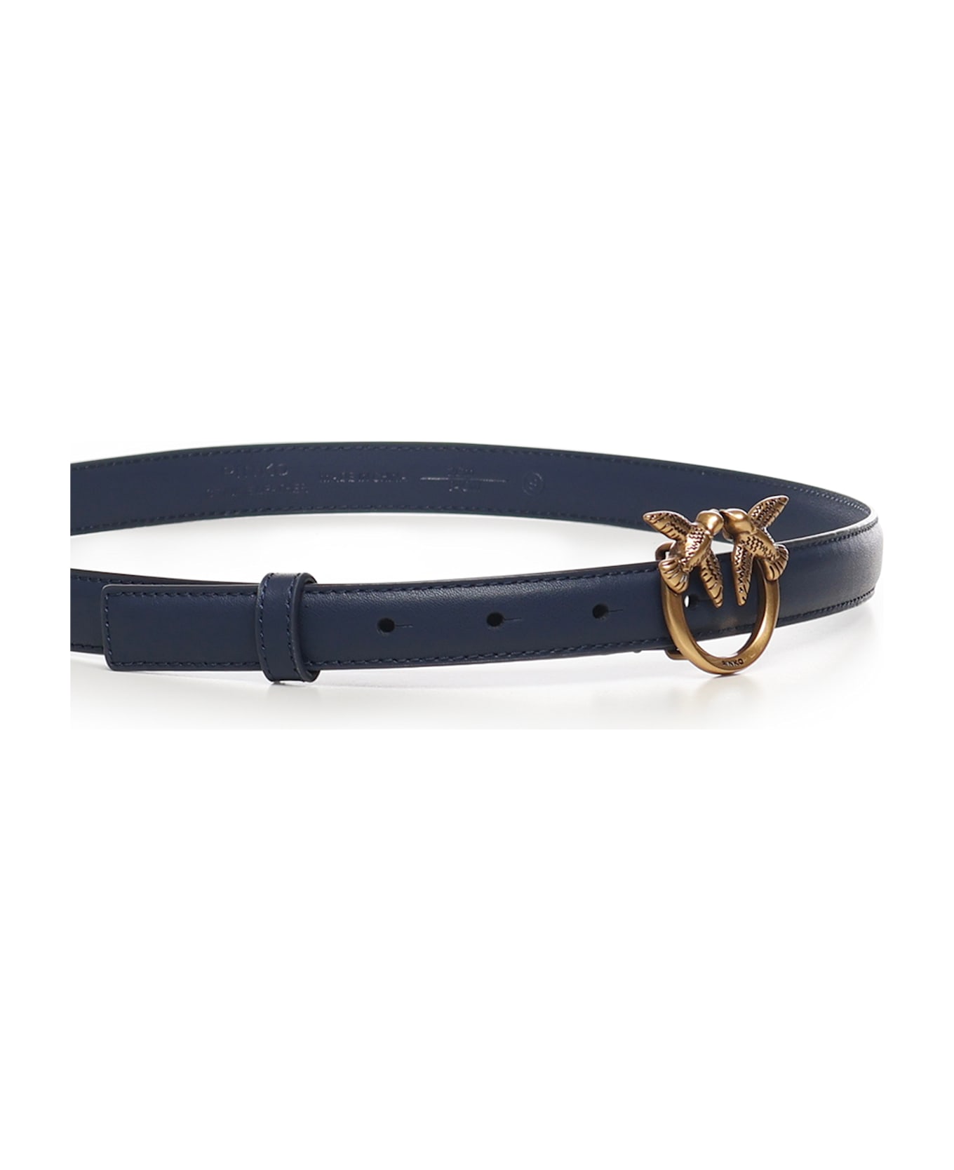 Pinko Love Birds Slim Leather Belt - Indigo blue