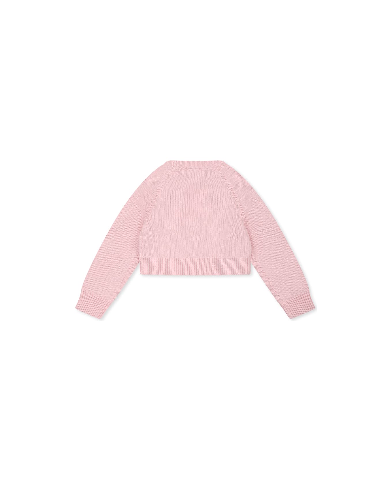 Monnalisa Pink Sweater For Baby Girl With Roses - Pink
