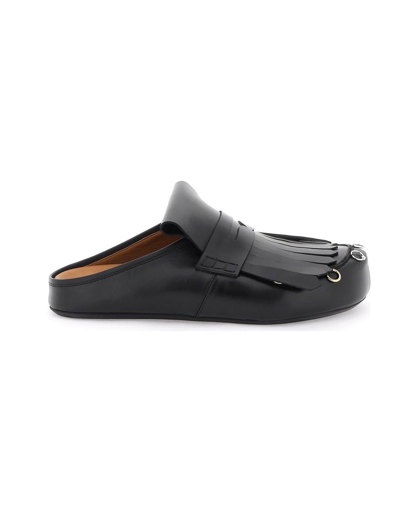 Marni Leather Clogs With Bangs And Piercings - BLACK (Black)