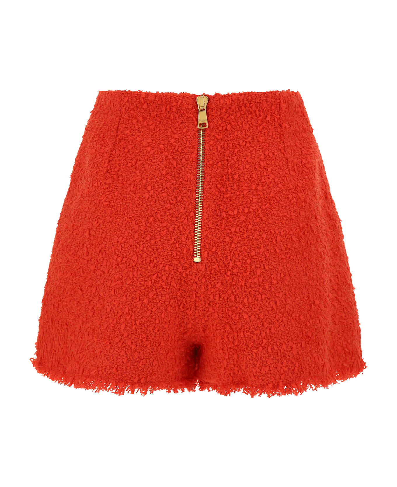 Balmain 2 Pkts Btn Escargot Belted Tweed Shorts - Rouge