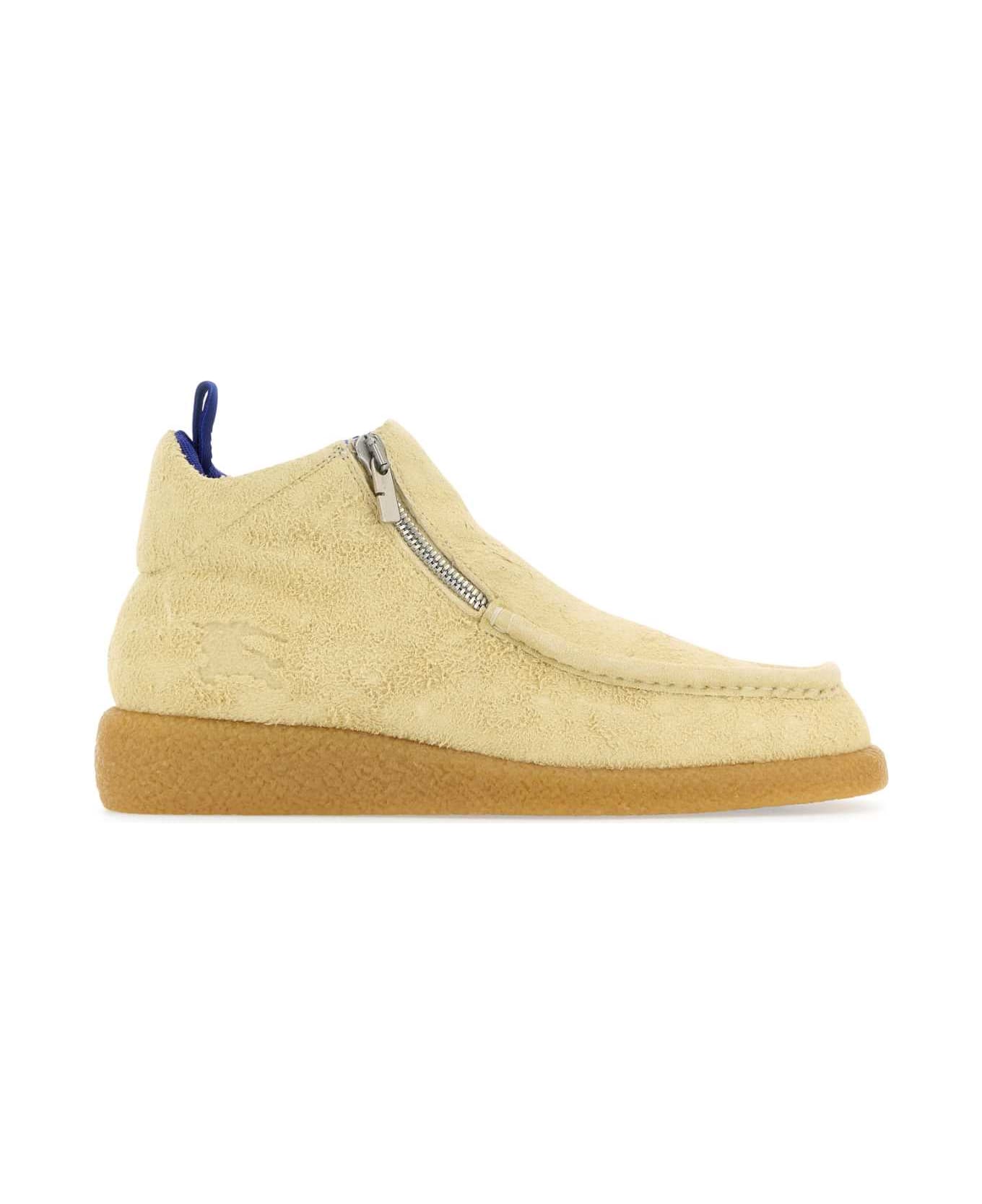 Burberry Cream Suede Chance Ankle Boots - WOOL