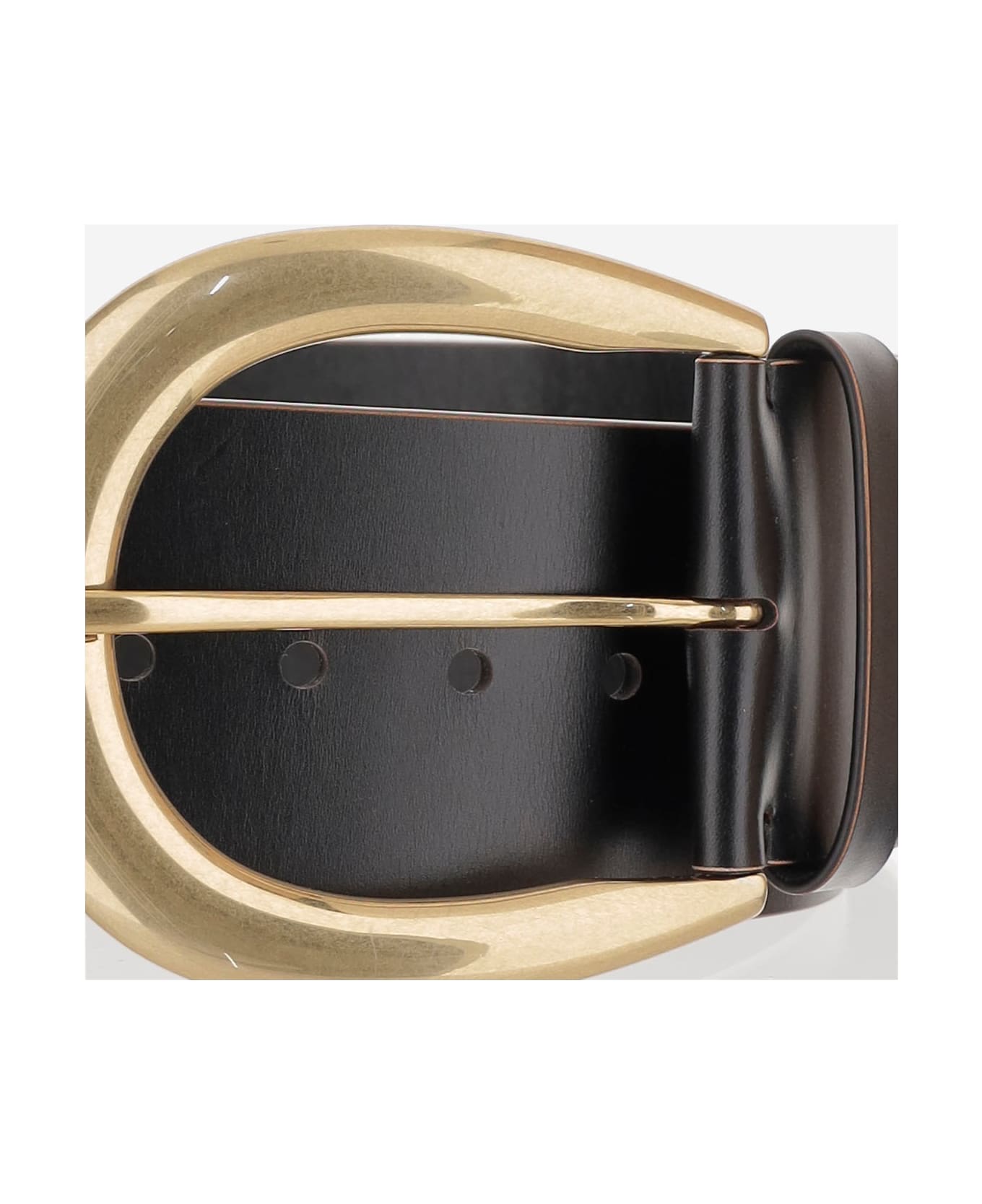 Chloé Anita Belt In Leather And Brass - Black