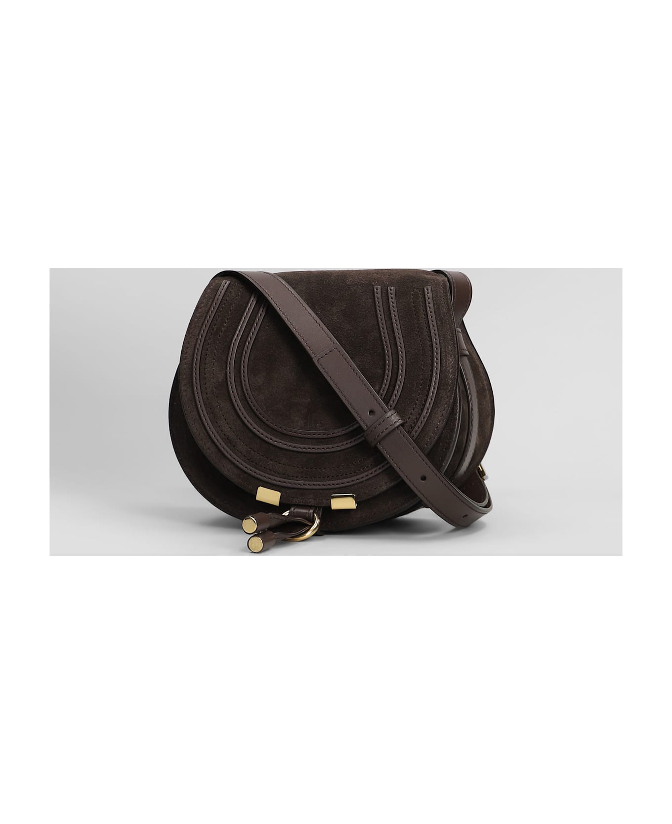 Chloé Mercie Shoulder Bag In Brown Suede - brown
