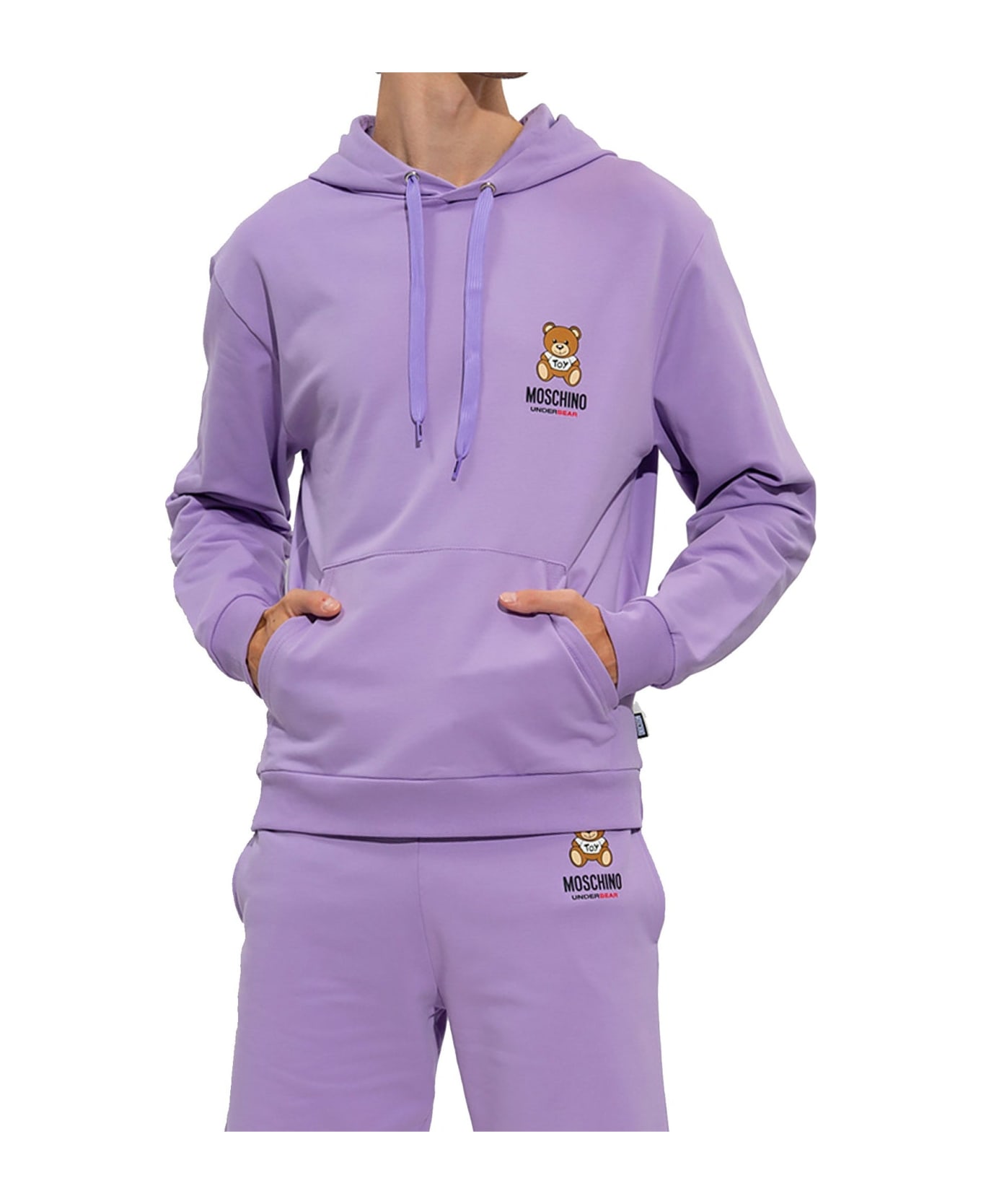 Moschino Underwear Logo Hooded Sweatshirt - Purple