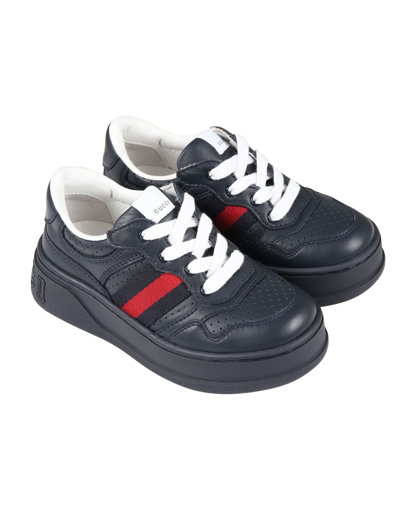 Gucci Blue Sneakers For Boy With Web - Blue