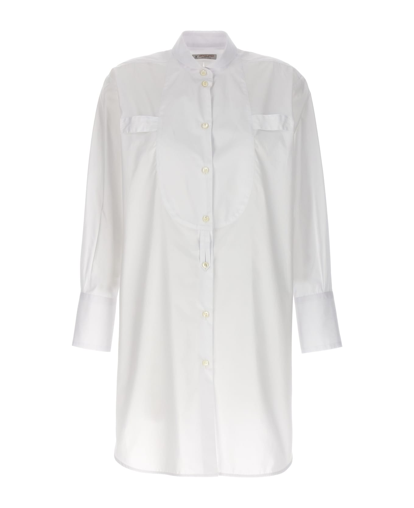 Alberto Biani Long Plastron Tuxedo Shirt - White シャツ