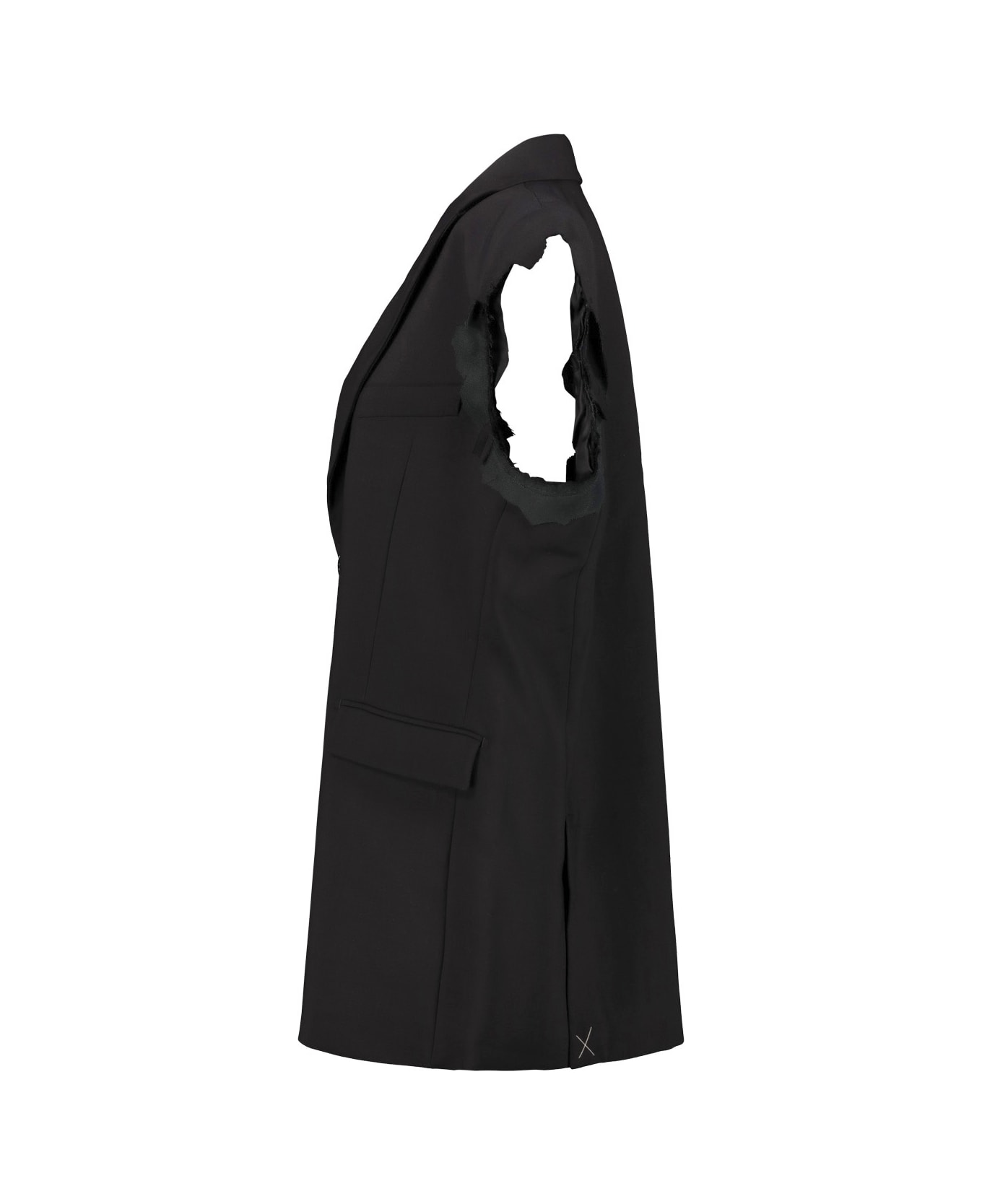 VETEMENTS Deconstructed Sleeveless Vest Jacket - Black