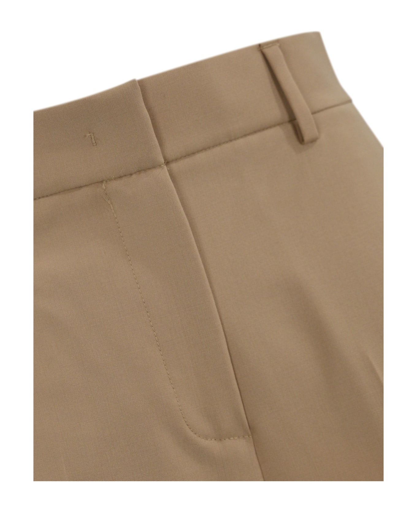 Weekend Max Mara Visual Trousers In Wool Canvas - Beige