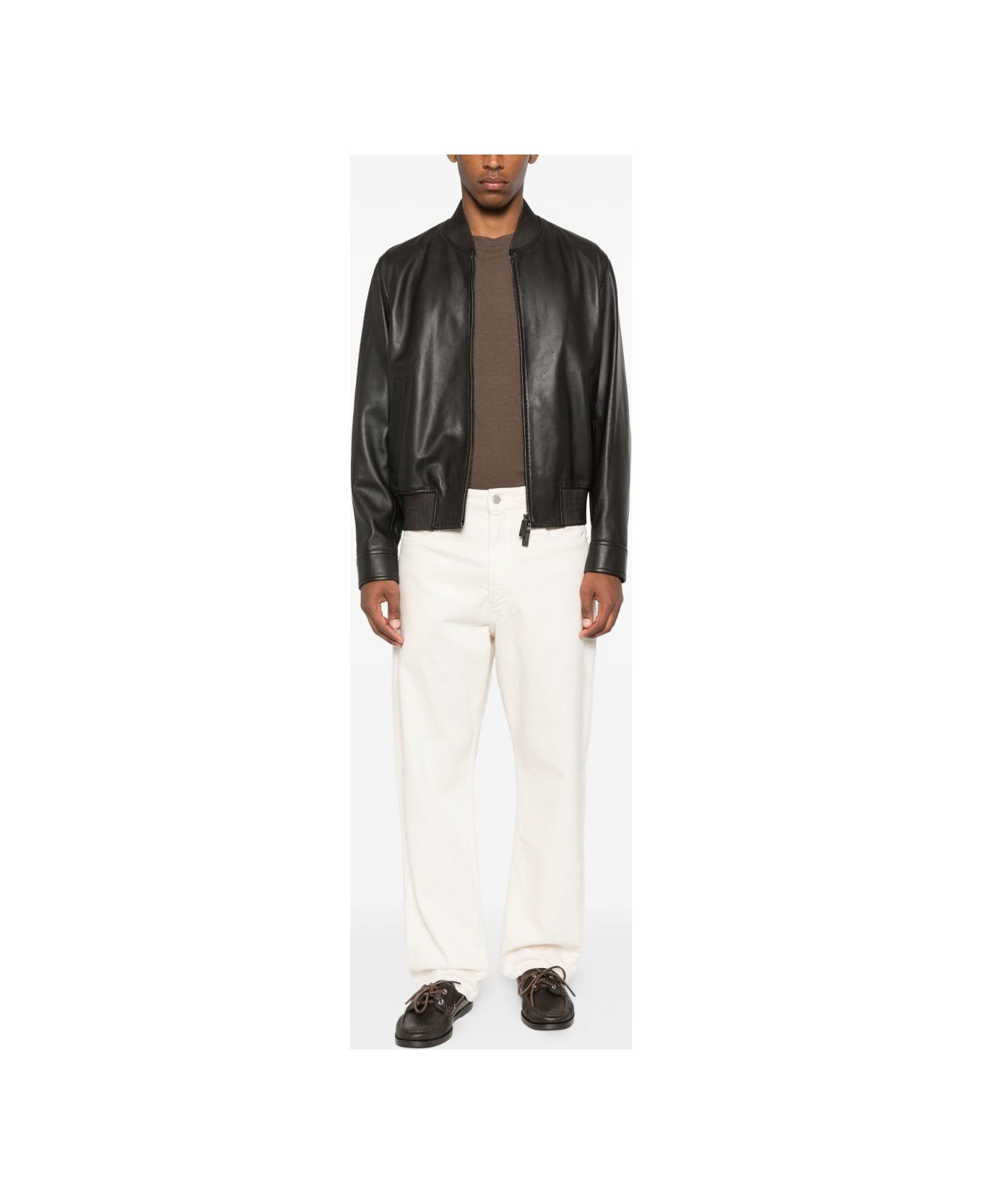 Emporio Armani Leather Jacket - Brown ジャケット