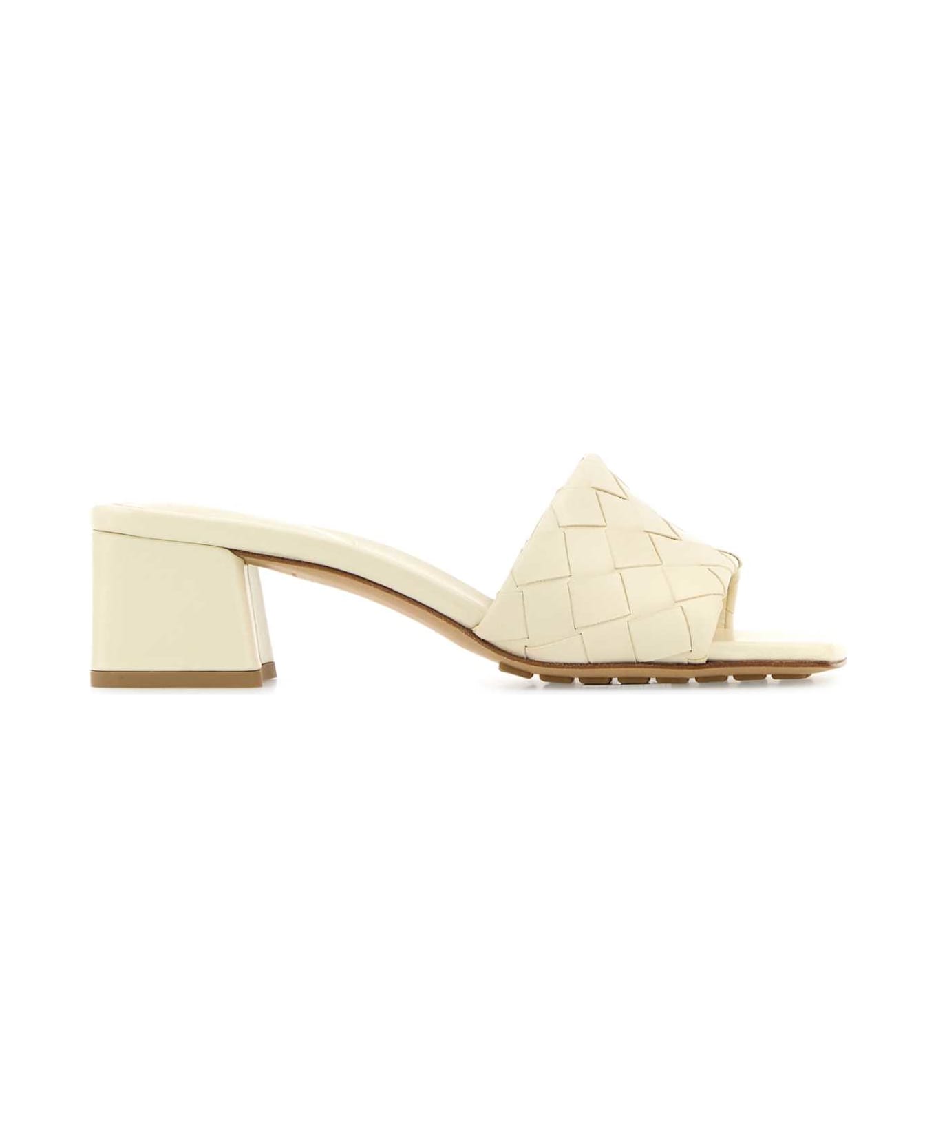 Bottega Veneta Ivory Leather Parco Mules - SEASALT
