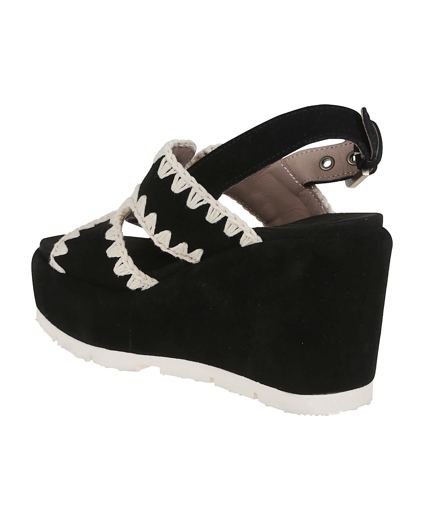 Mou Eva Wedge Back Strap - Bkwh Black White