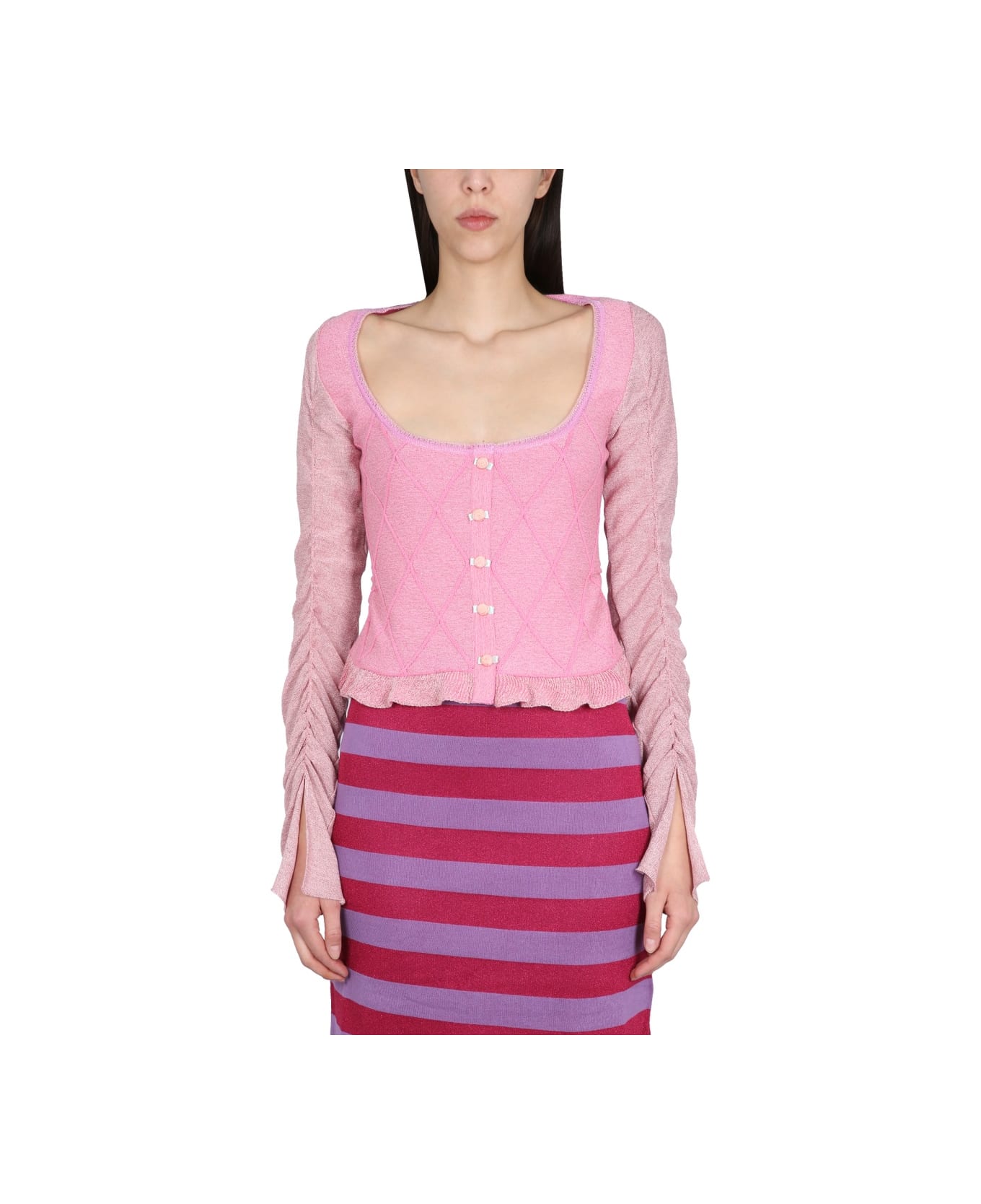Cormio Cardigan With Ruffled Sleeve - PINK