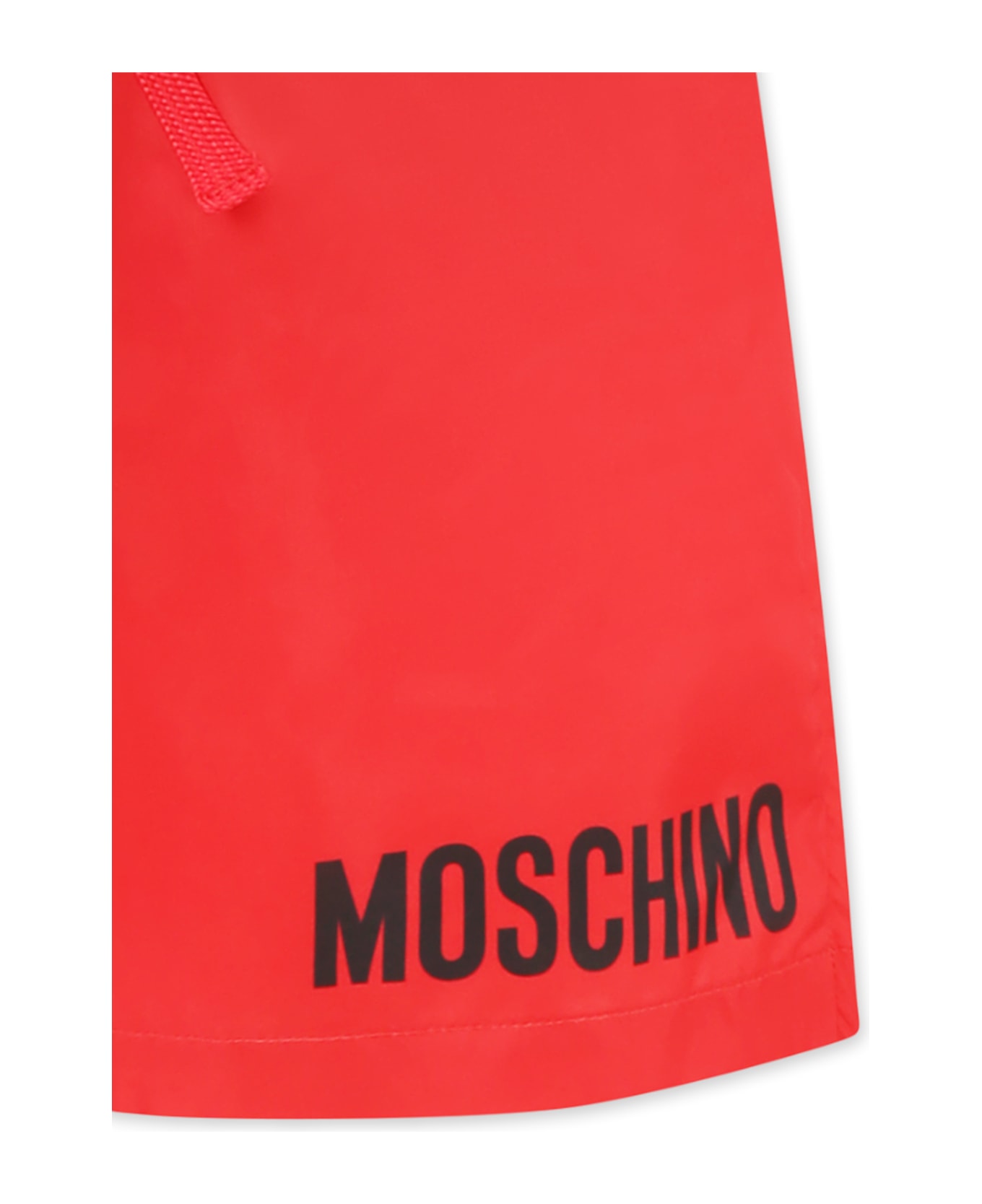 Moschino Red Swim Shorts For Boy With Logo - Red