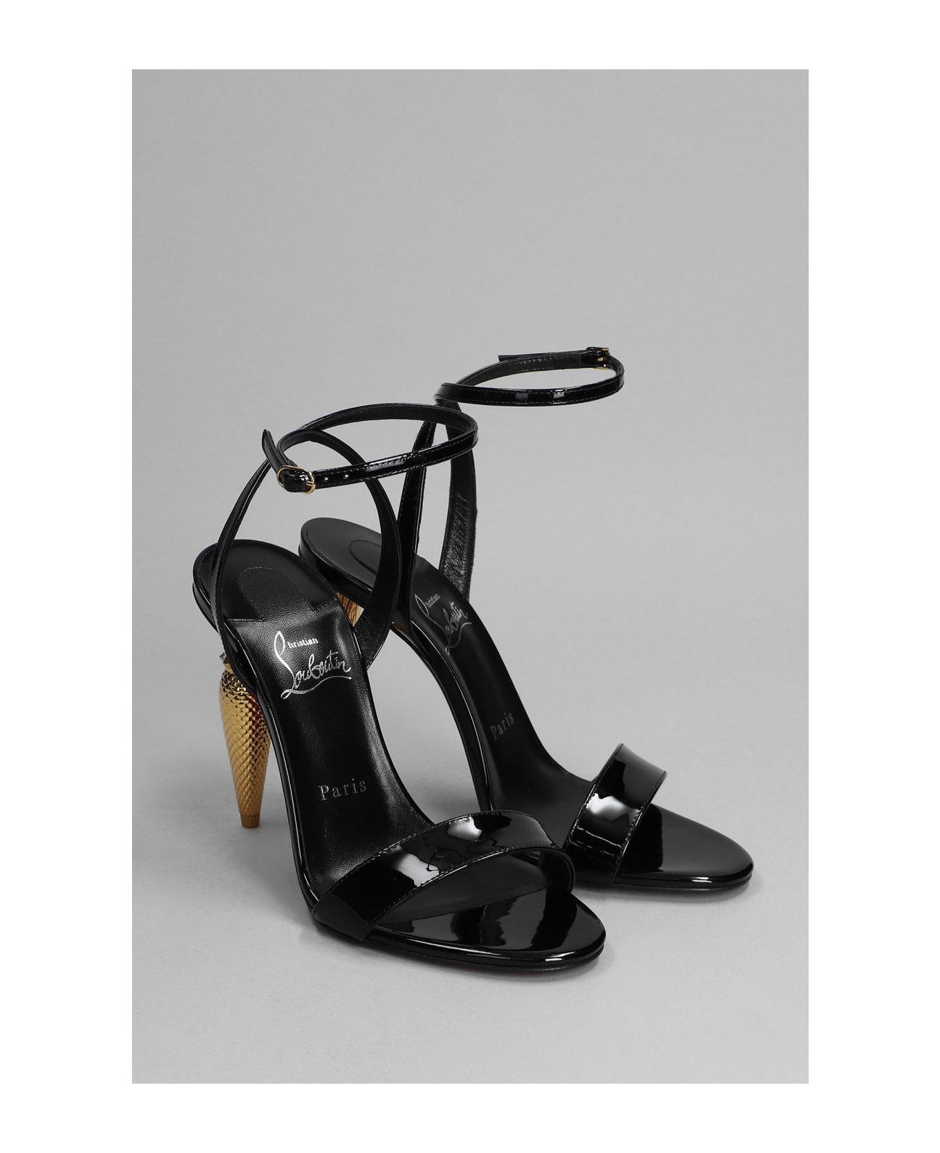 Christian Louboutin Lipqueen 100 Sandals In Black Patent Boys - black